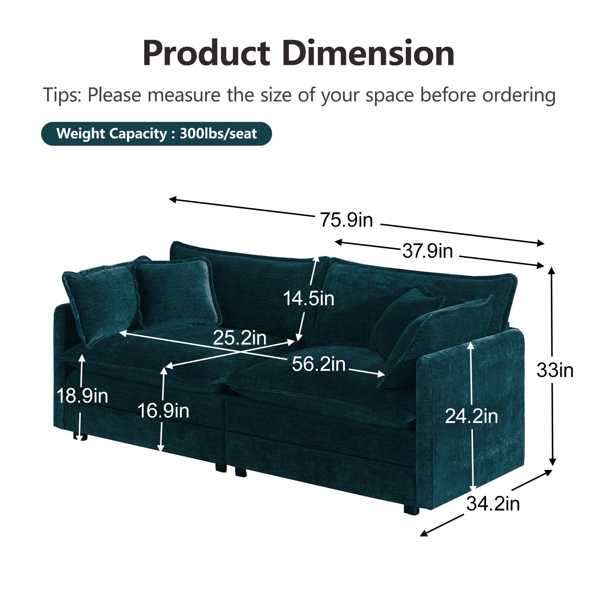 Modern Sofa Couch 3 Piece Set
