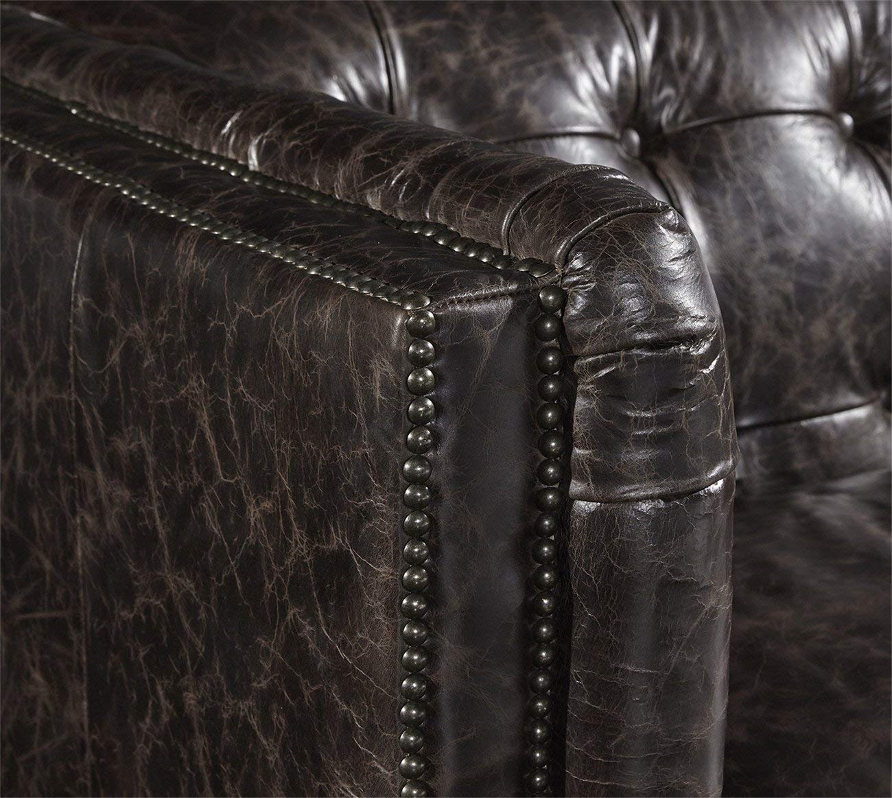 Tuxedo Leather Sofa - Dark Brown