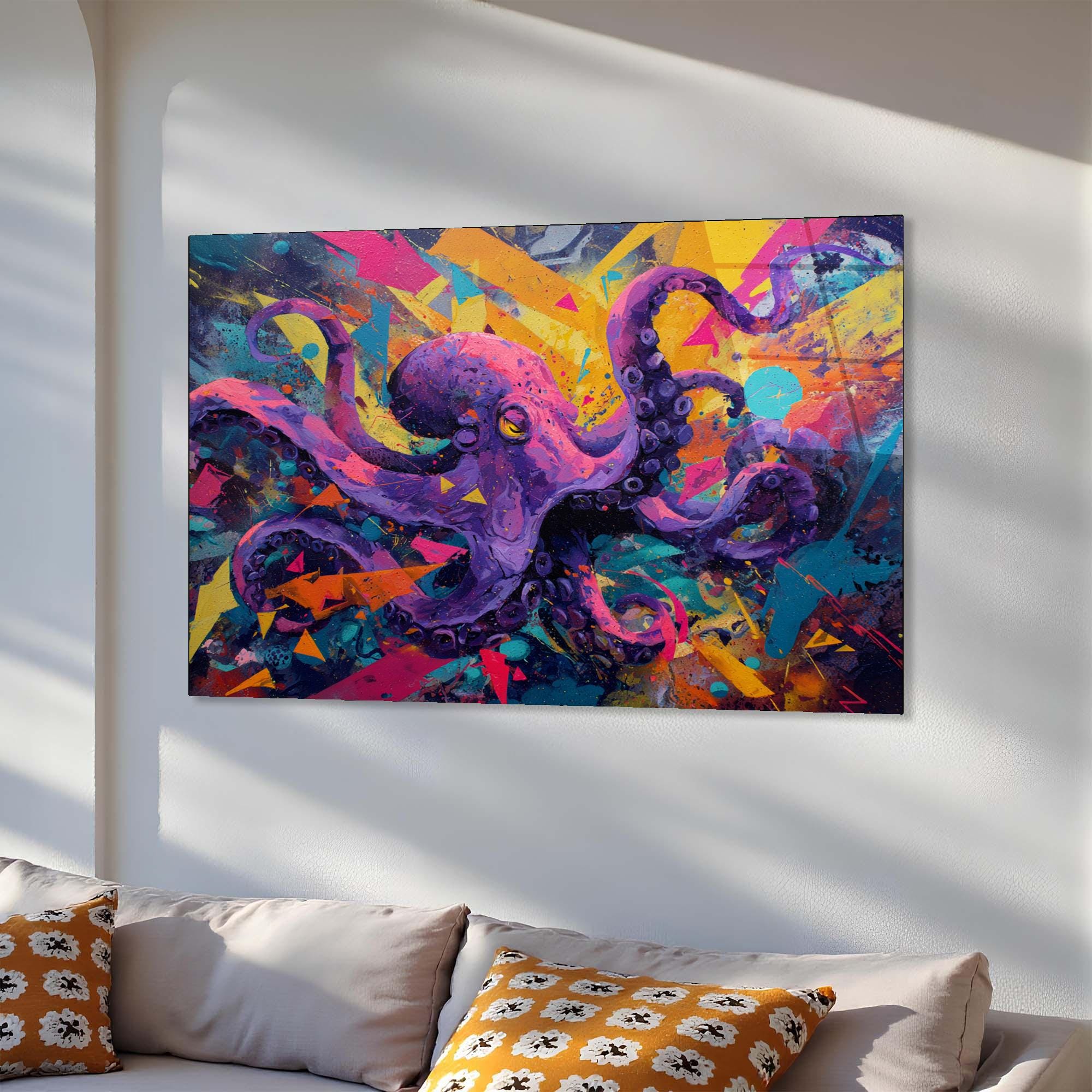 Abstract Octopus Art | Tempered Glass Wall Decor
