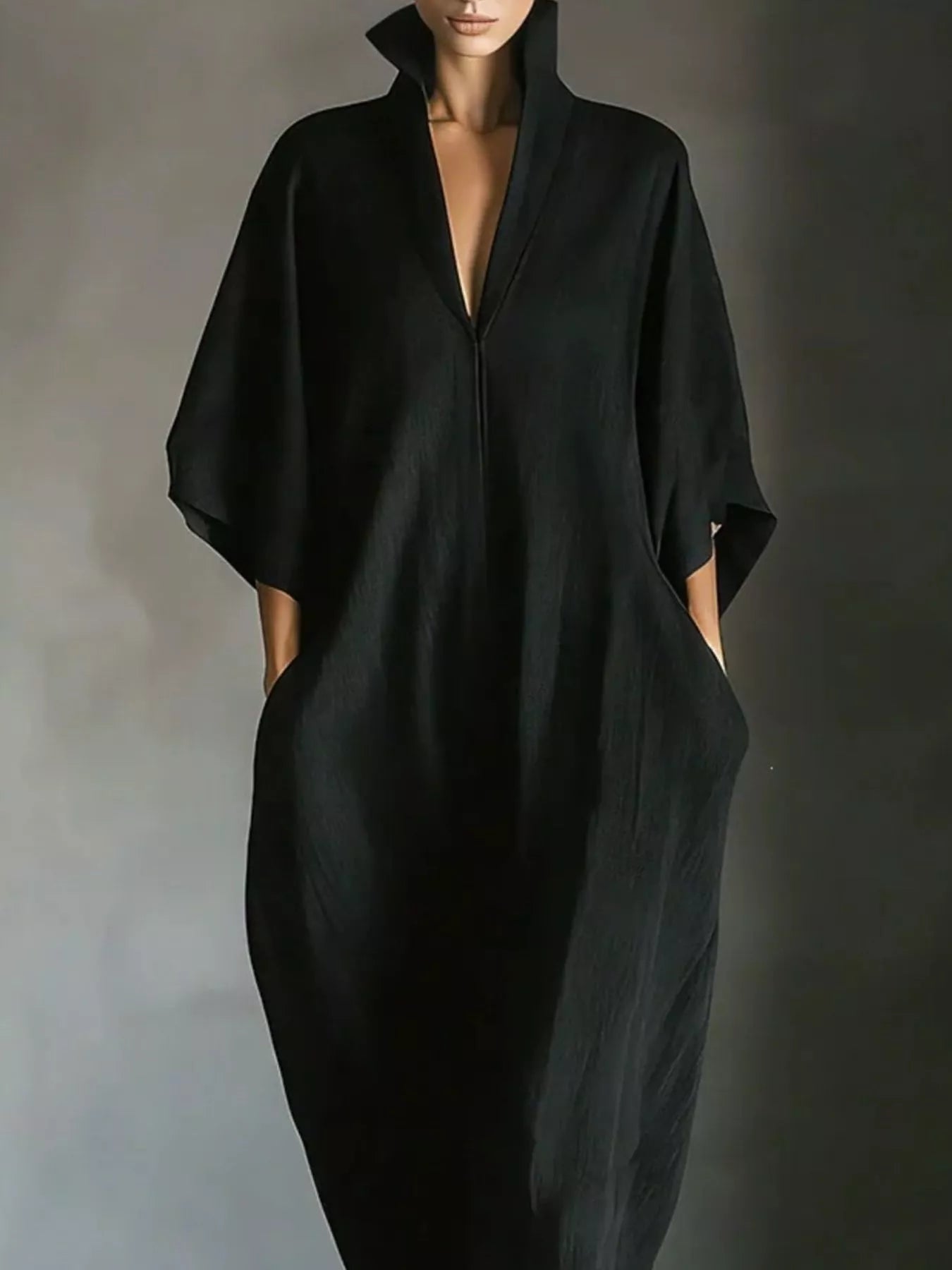 3/4 Sleeve Maxi Dress with Pockets
