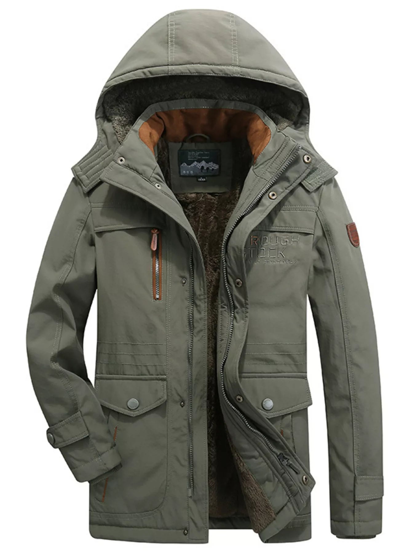 Men's Plus Size Winter Zip Up Hooded Parka Jacket