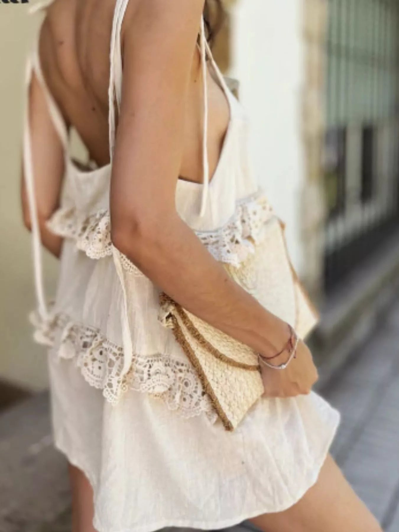Lace Trim Spaghetti Strap Dress