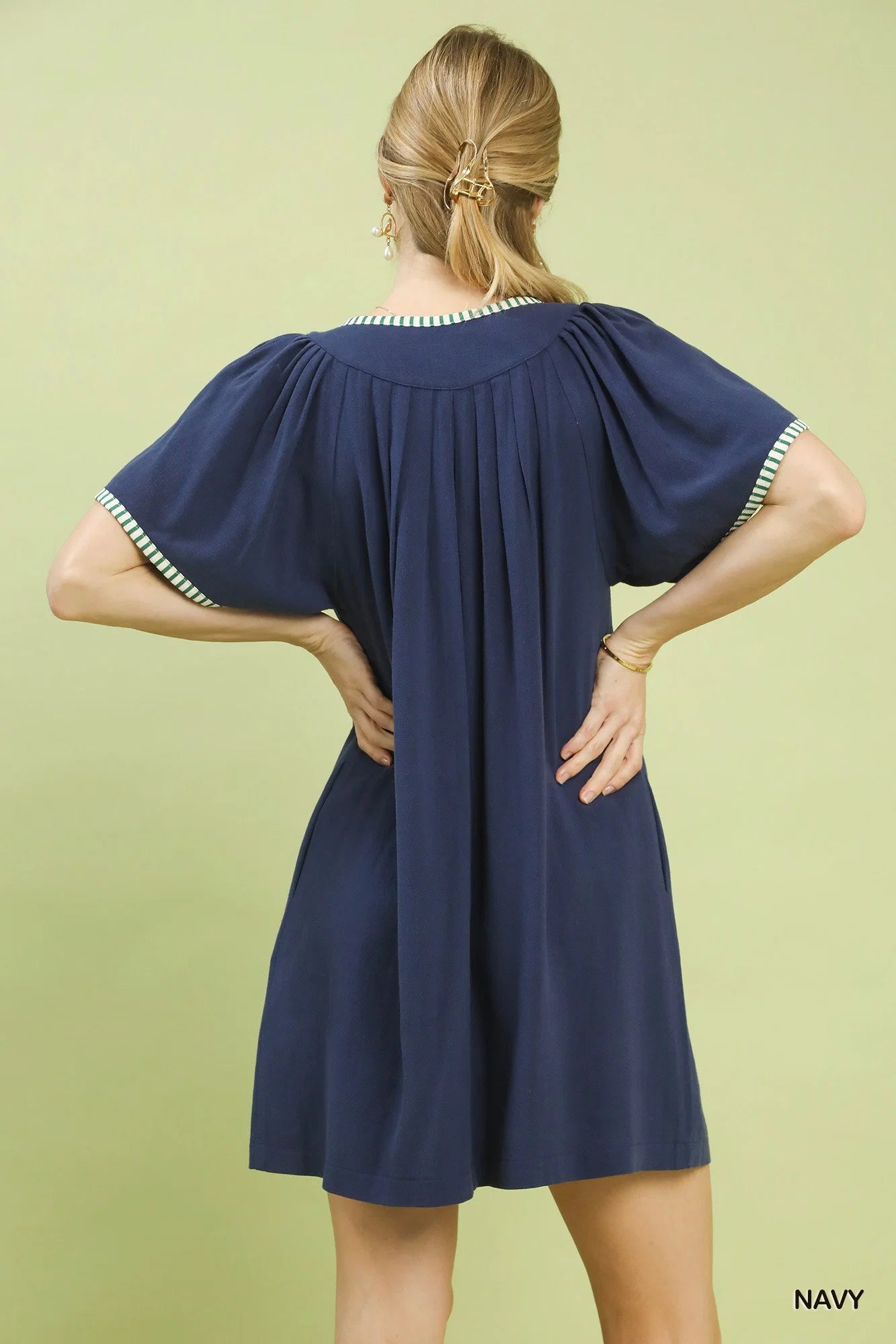 Umgee Linen Trim Tunic Dress