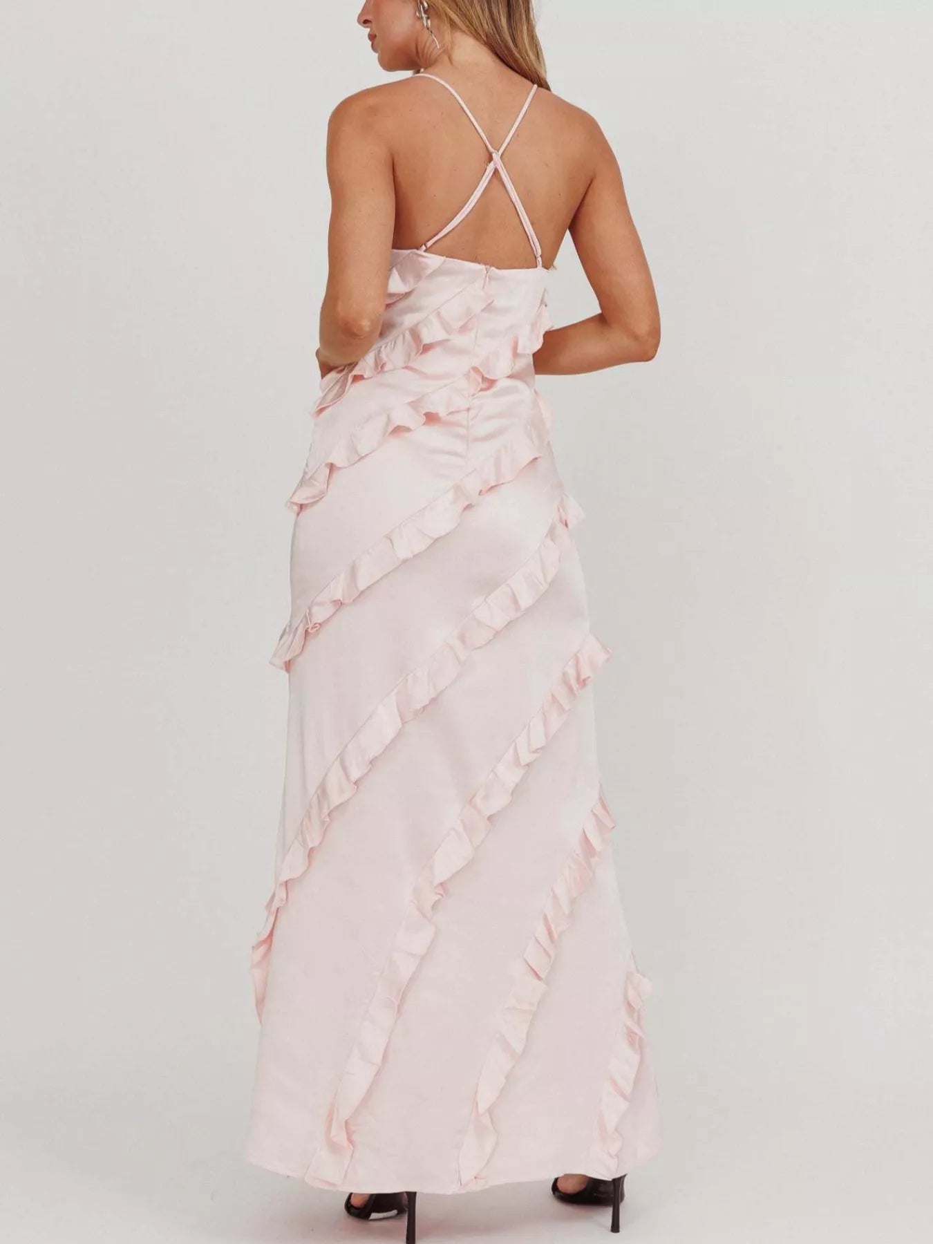 Ruffled Spaghetti Strap Maxi Dress