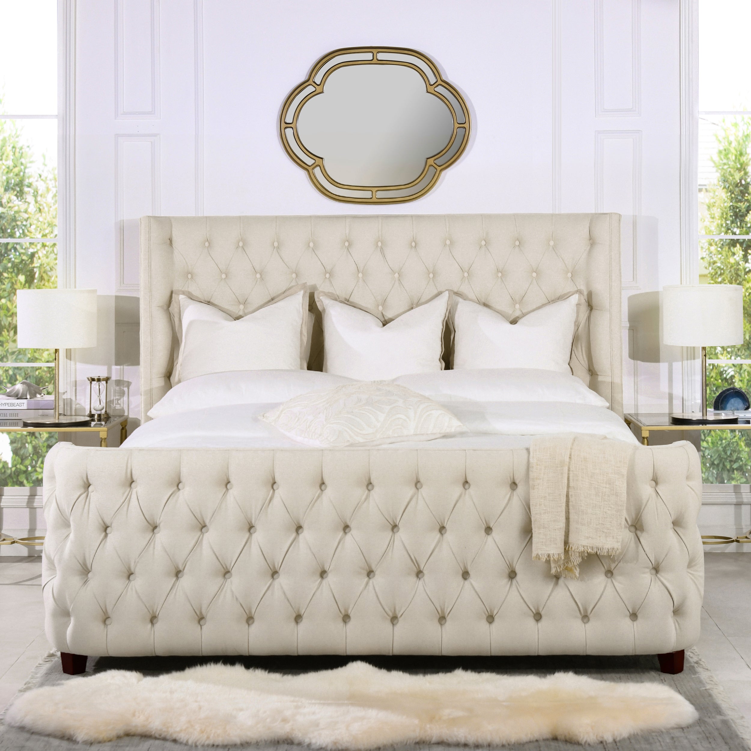 Brooklyn King Tufted Panel Bed Headboard and Footboard Set