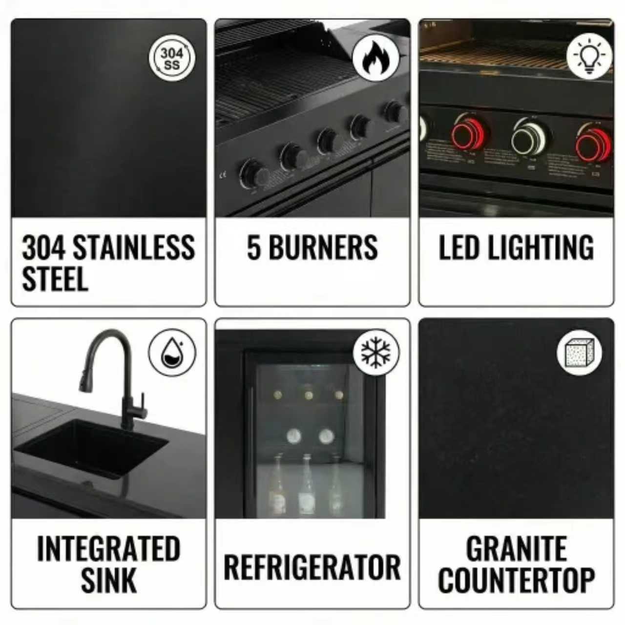 84-Inch Deluxe Stainless Steel Gas Outdoor Kitchen Barbecue Island Grill