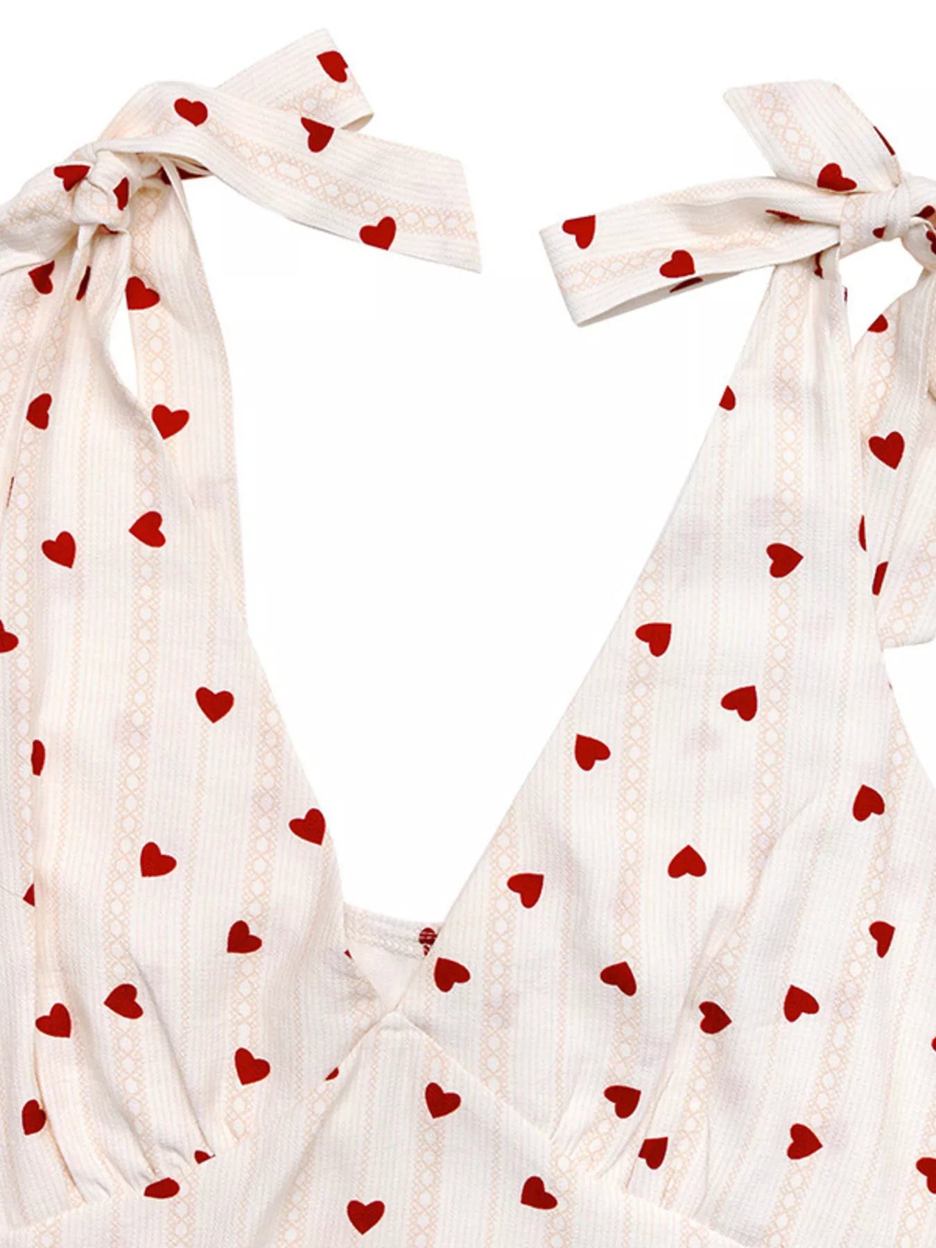Heart Print Tie Shoulder A-Line Mini Dress