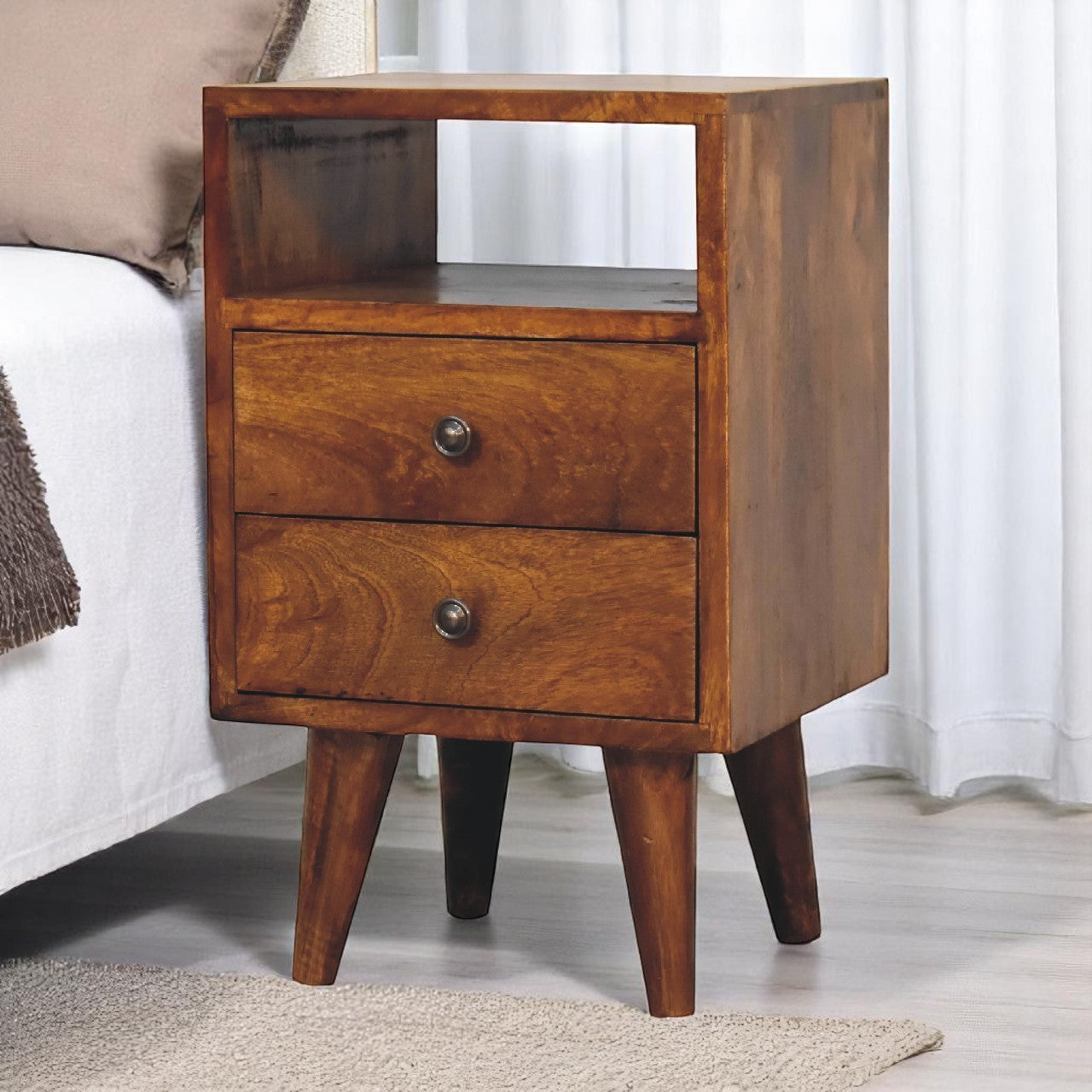 Solid Wood Mini Classic Chestnut Bedside Table