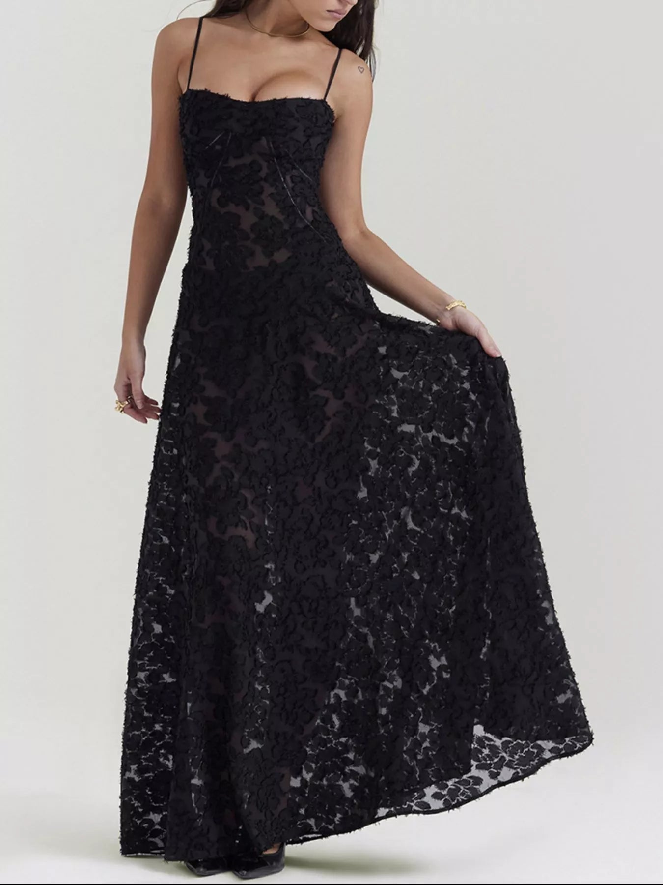 Lace Spaghetti Strap Maxi Dress