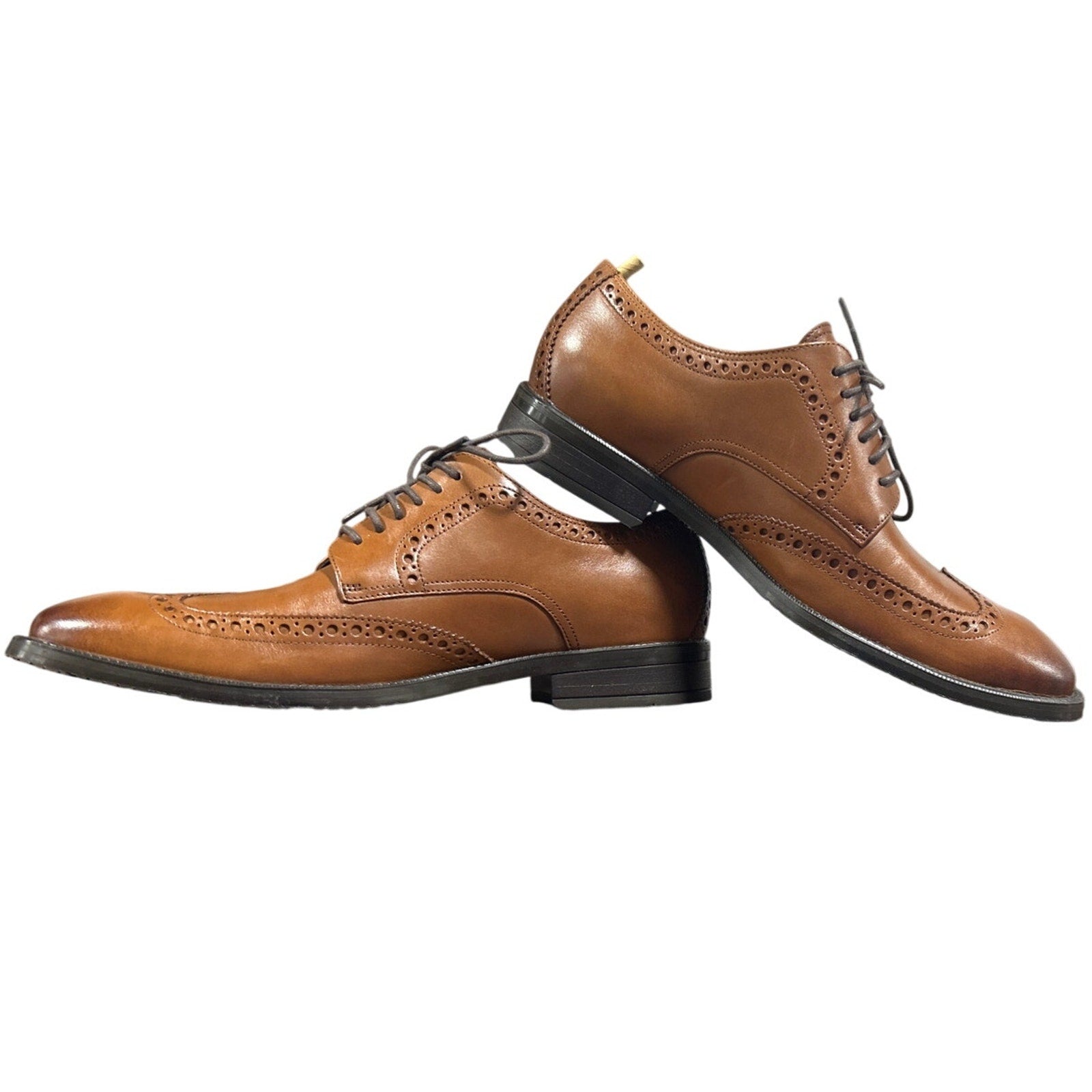 New In Box Cole Haan Men Size 8 British Tan Leather Wing Oxford Grand 360 Shoes