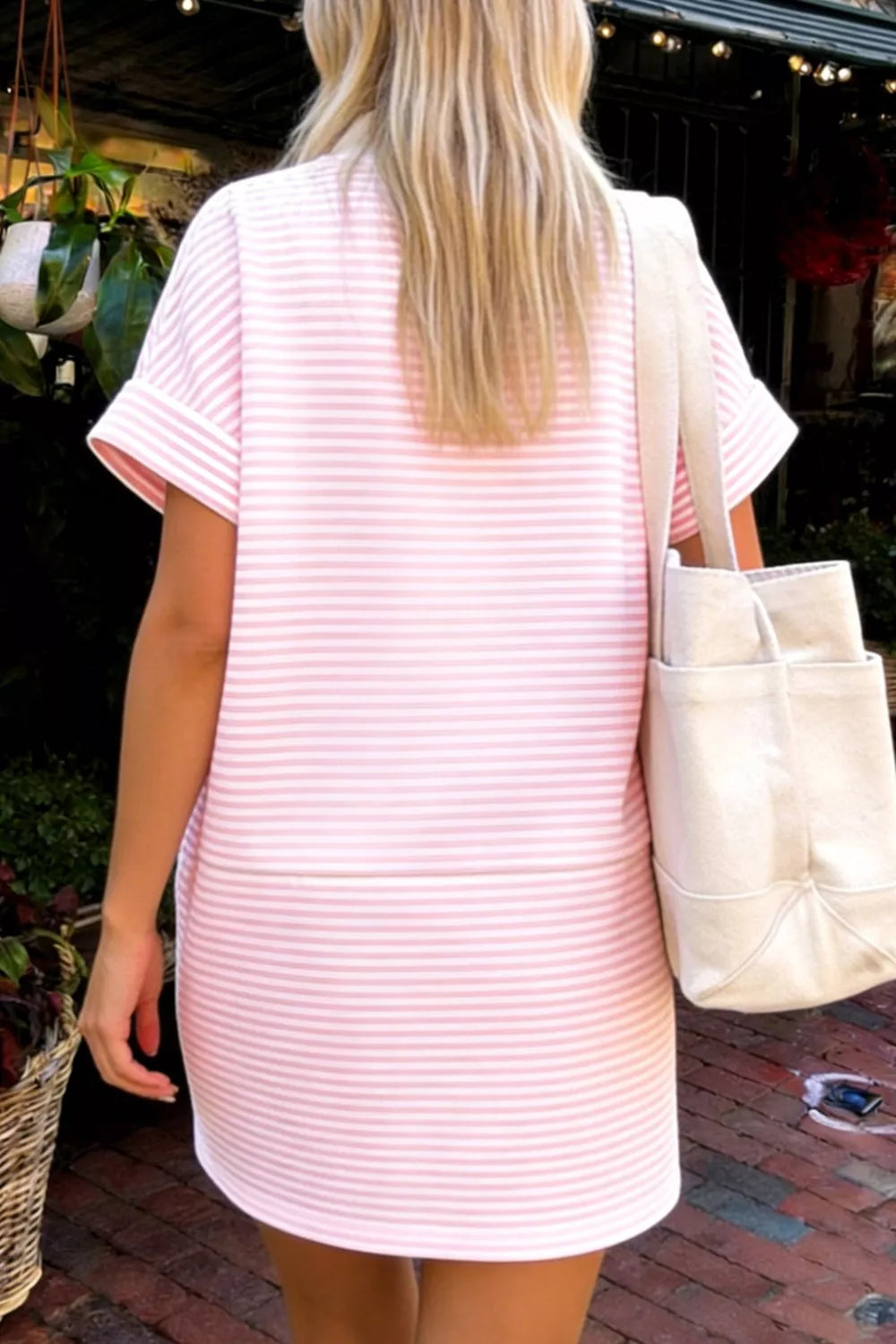 Striped Bow-Embellished Mini Dress