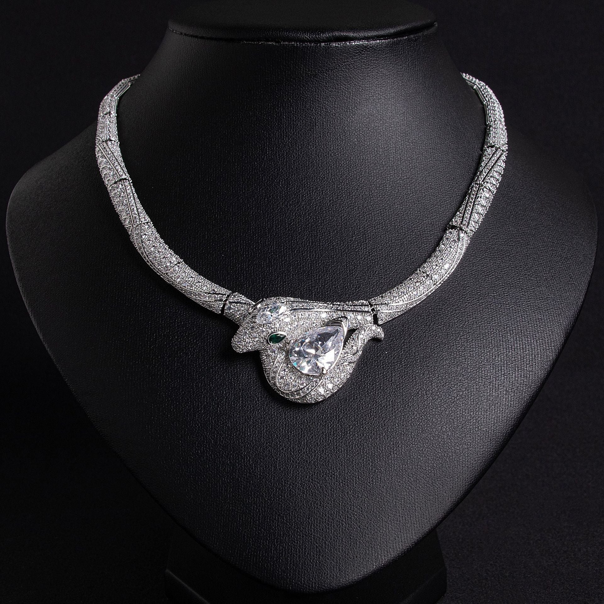 18K Gold "Petite Luxury" Snake-and-Bamboo-Knot Zircon Necklace