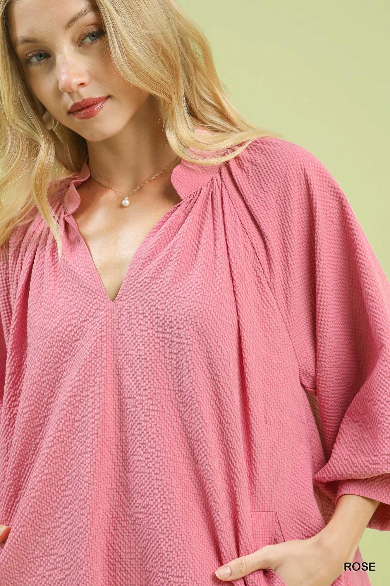 Umgee Textured Pocket Mini Dress