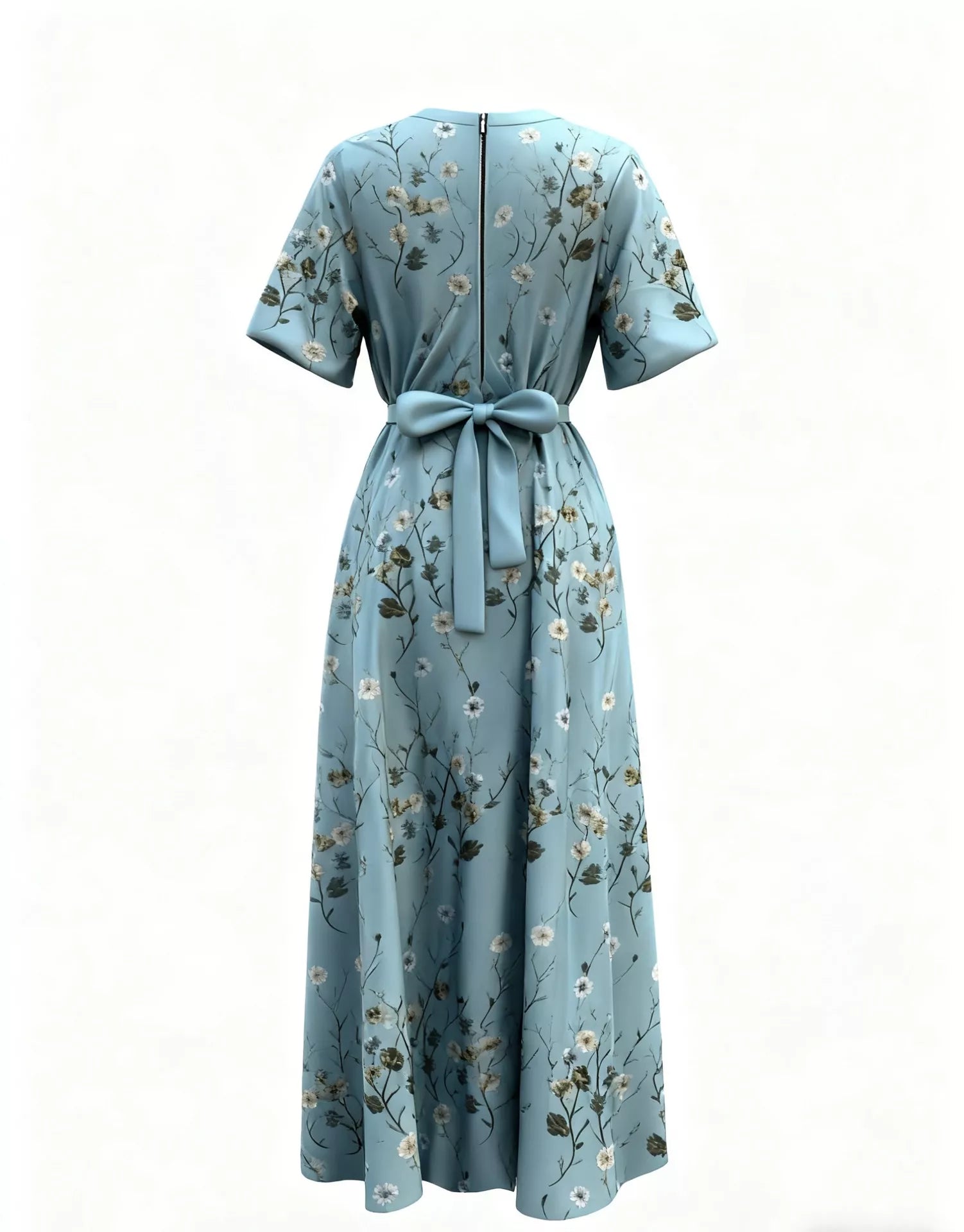 Floral Print Half Sleeve Maxi Dress with Pockets