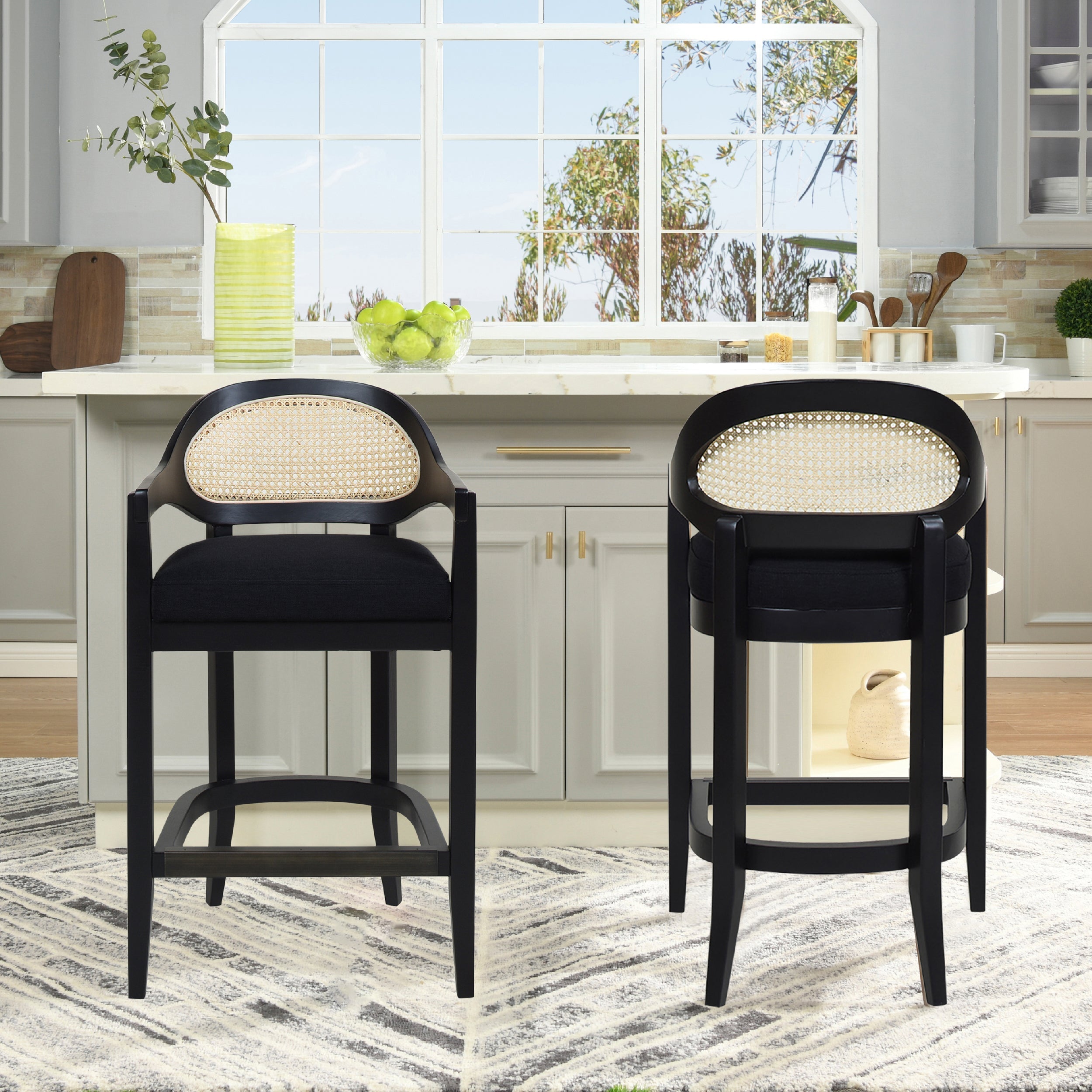 Americana Mid-Century Modern 26" Cane Back Counter Stool