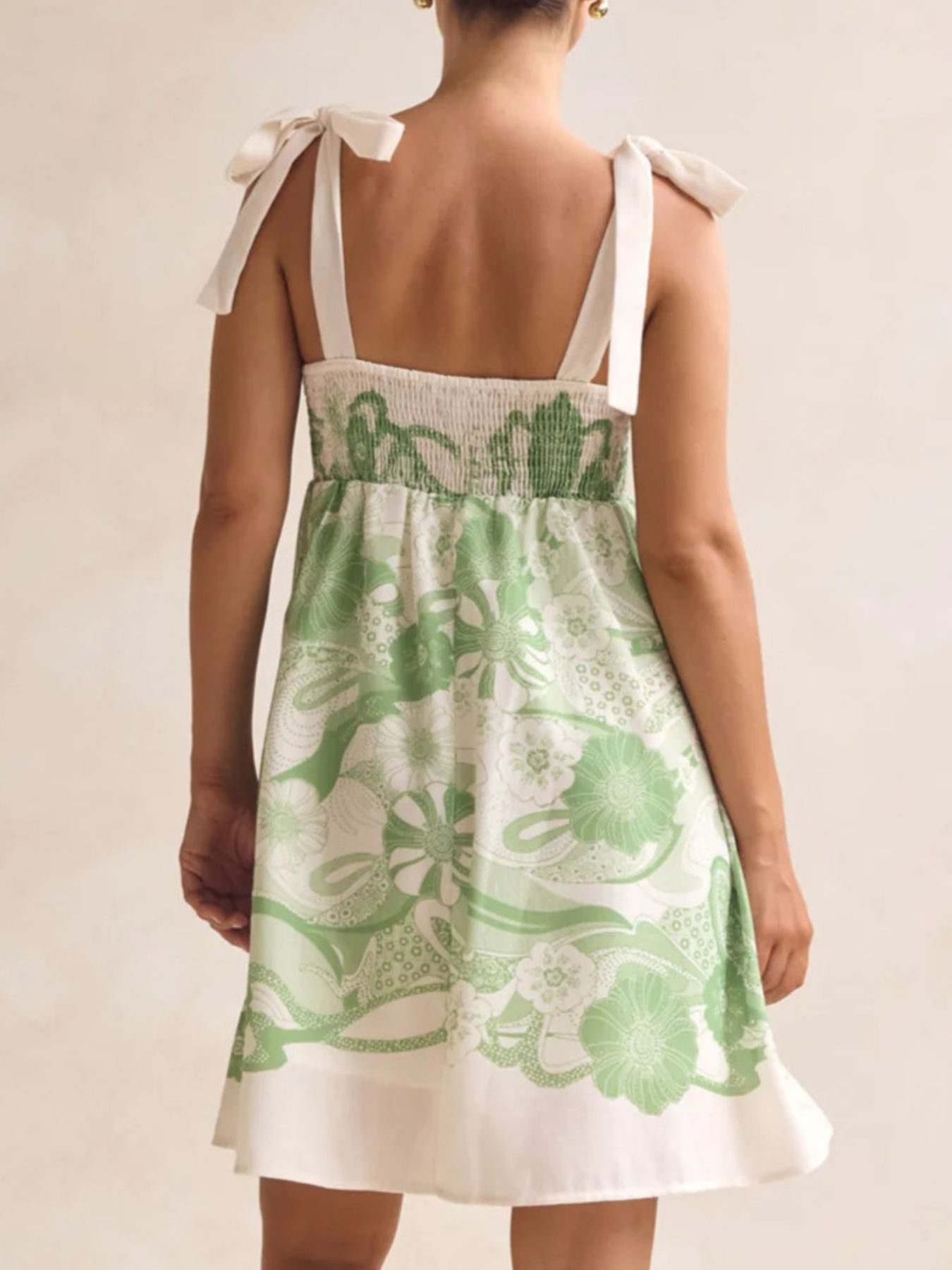 Printed Tie Shoulder Mini Dress