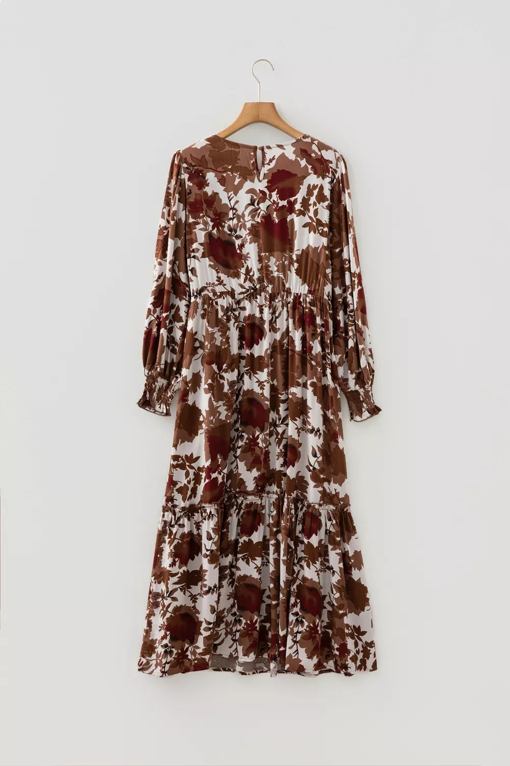 Floral Puff Sleeve Smocked Bodice Ruffled Maxi Dress