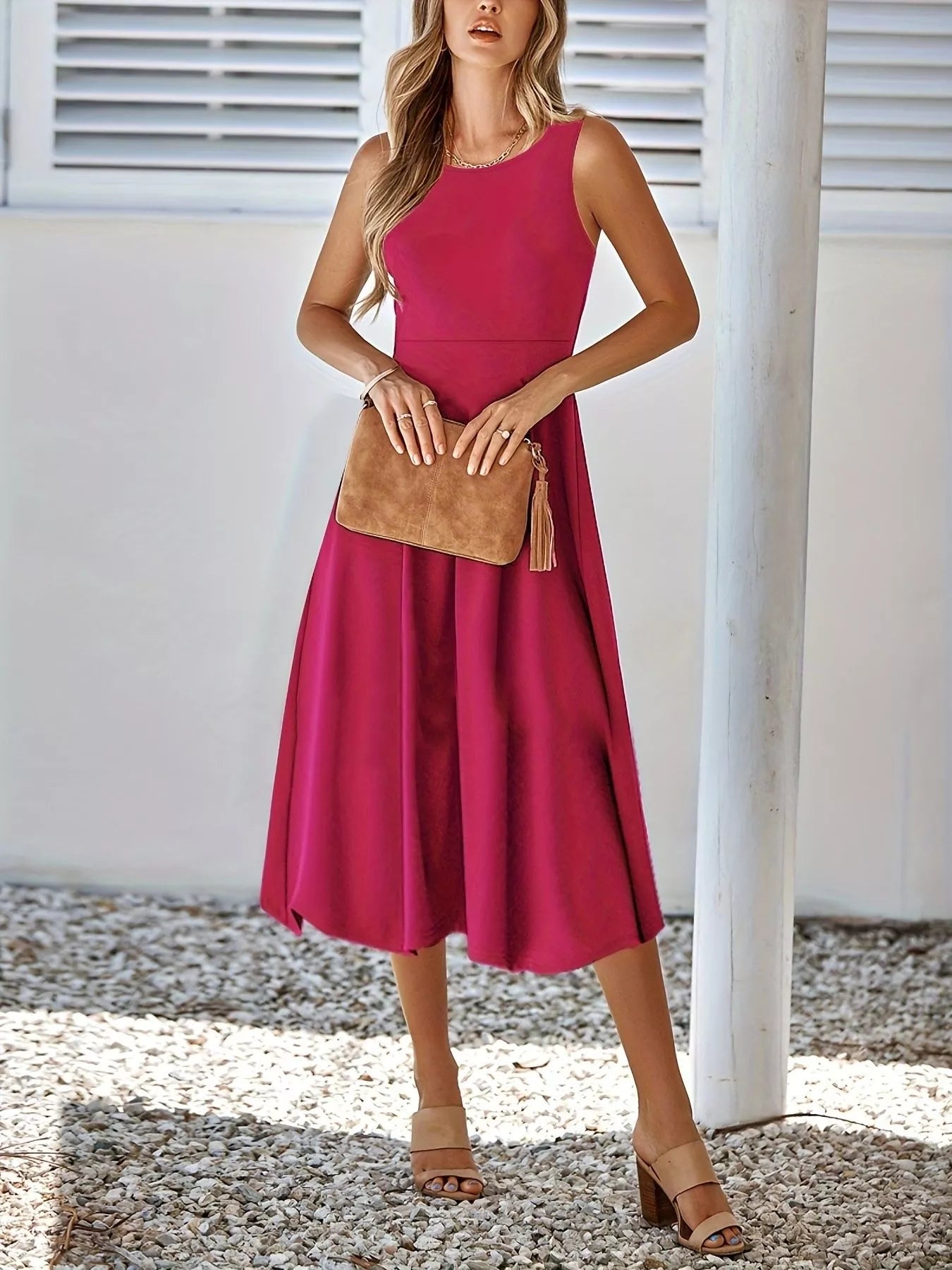 Sleeveless A-Line Midi Dress