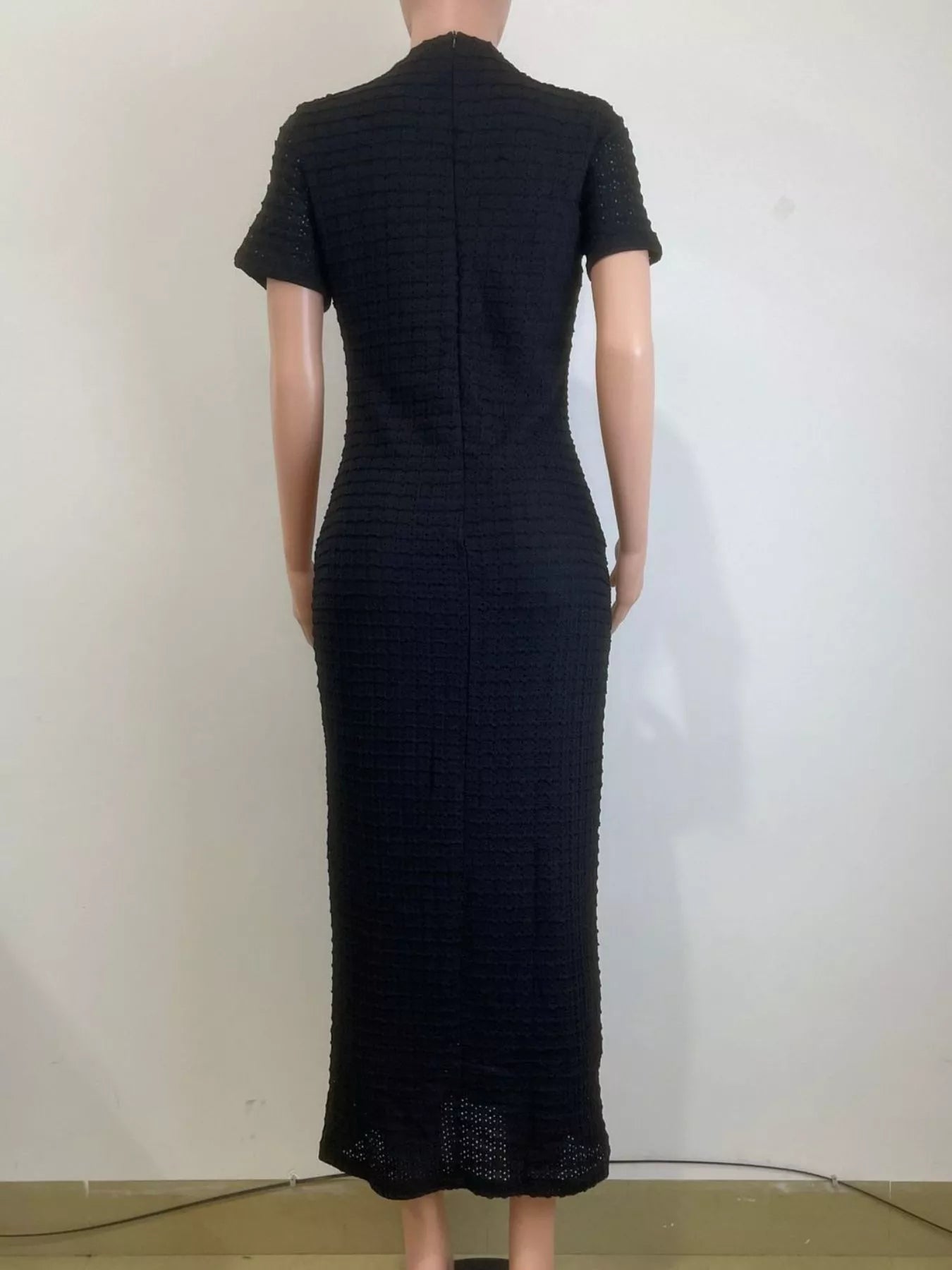 Textured Short Sleeve Midi Dress