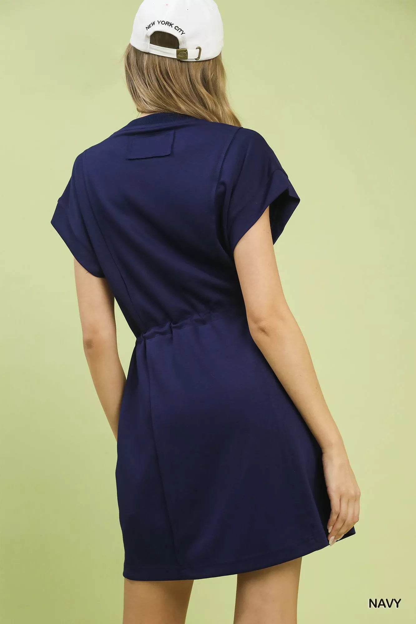 Umgee Knit Zip Front Drawstring Dress