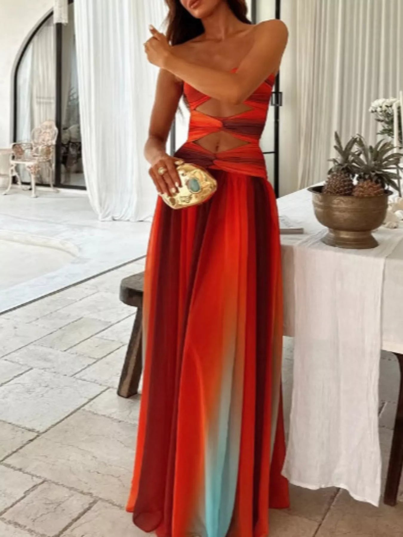 Strapless Cutout Maxi Dress