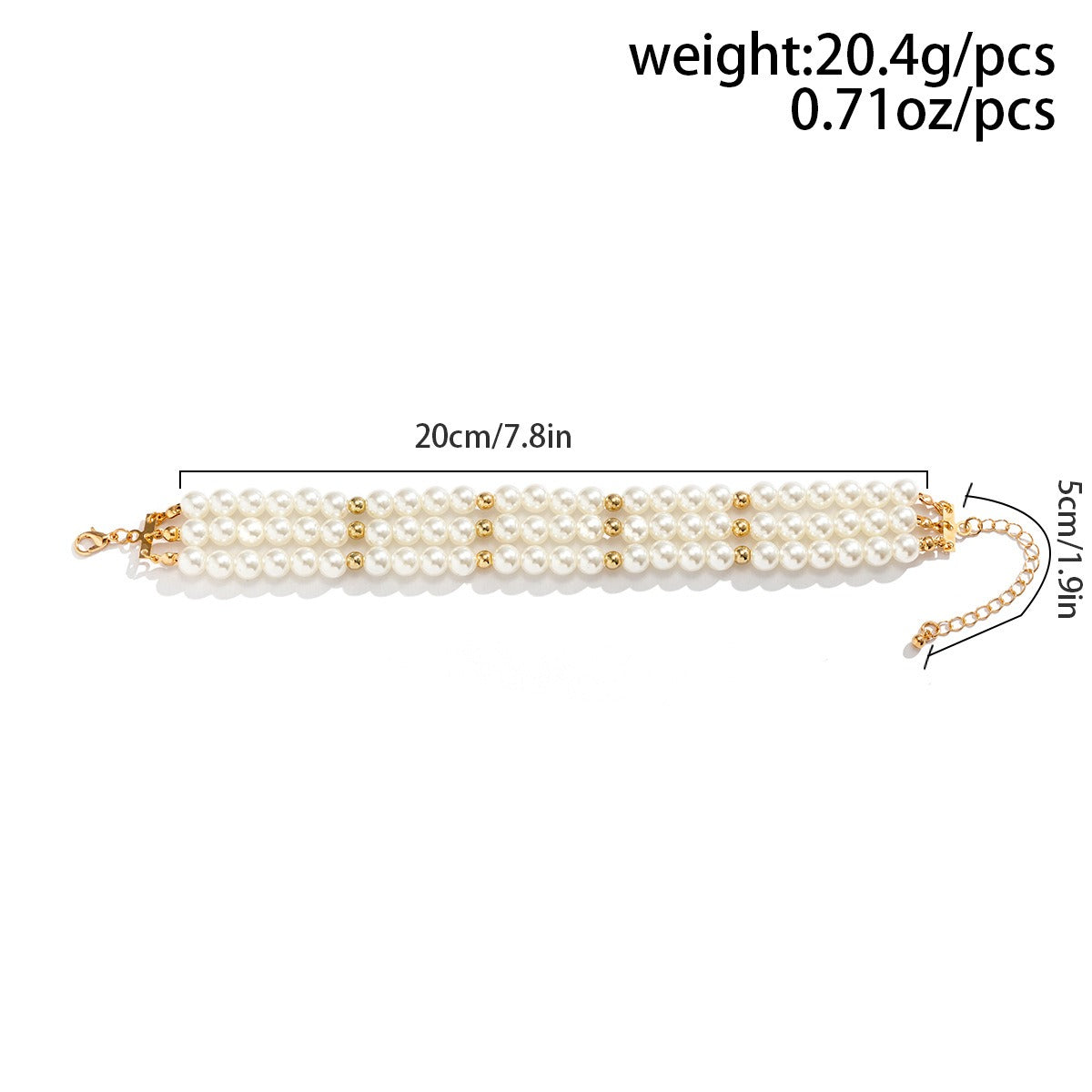 Contrast color round beads geometric handmade multi-layer imitation pearl beaded anklet