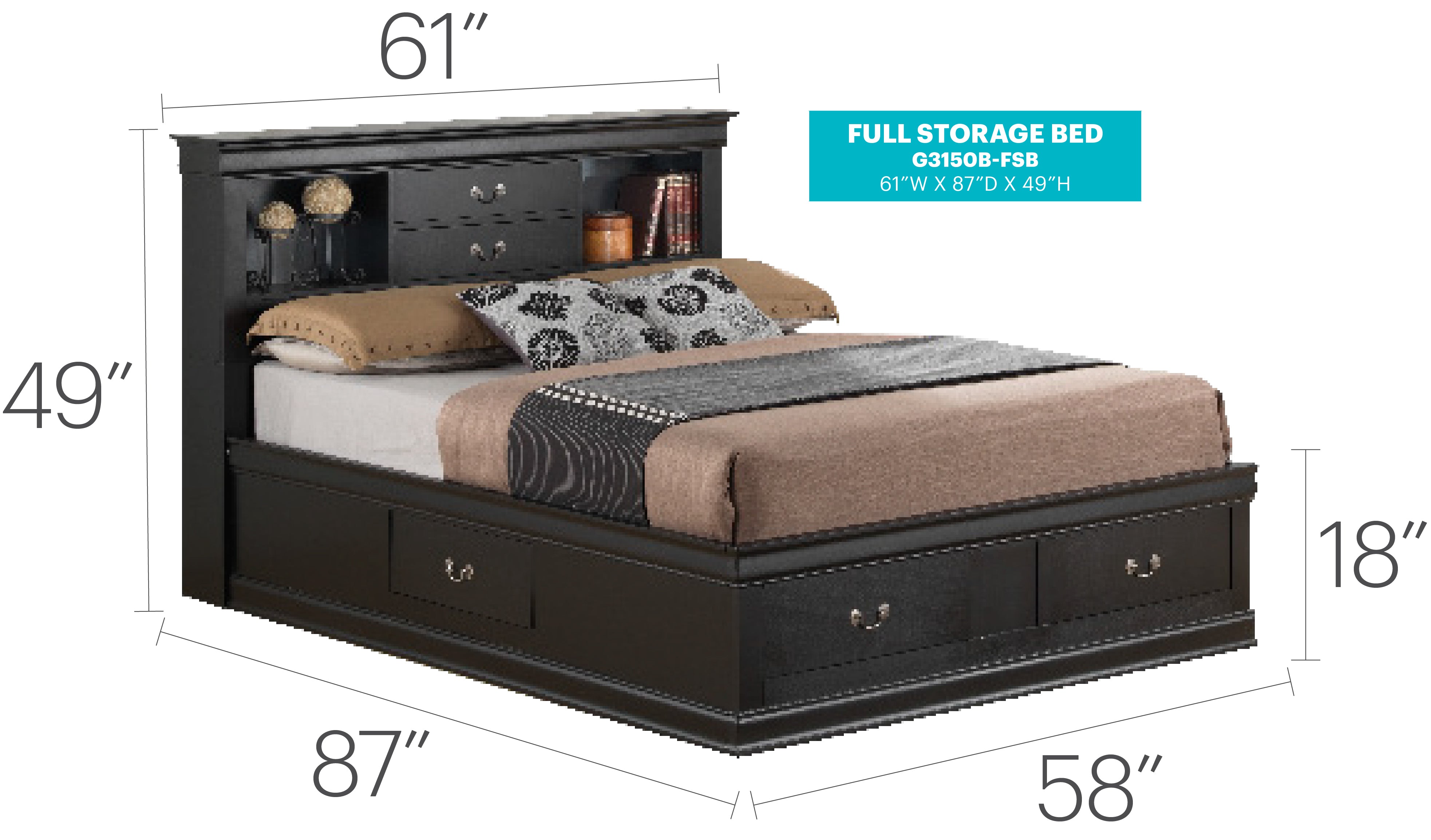 Elegant Full Storage Bed With Classic Charm