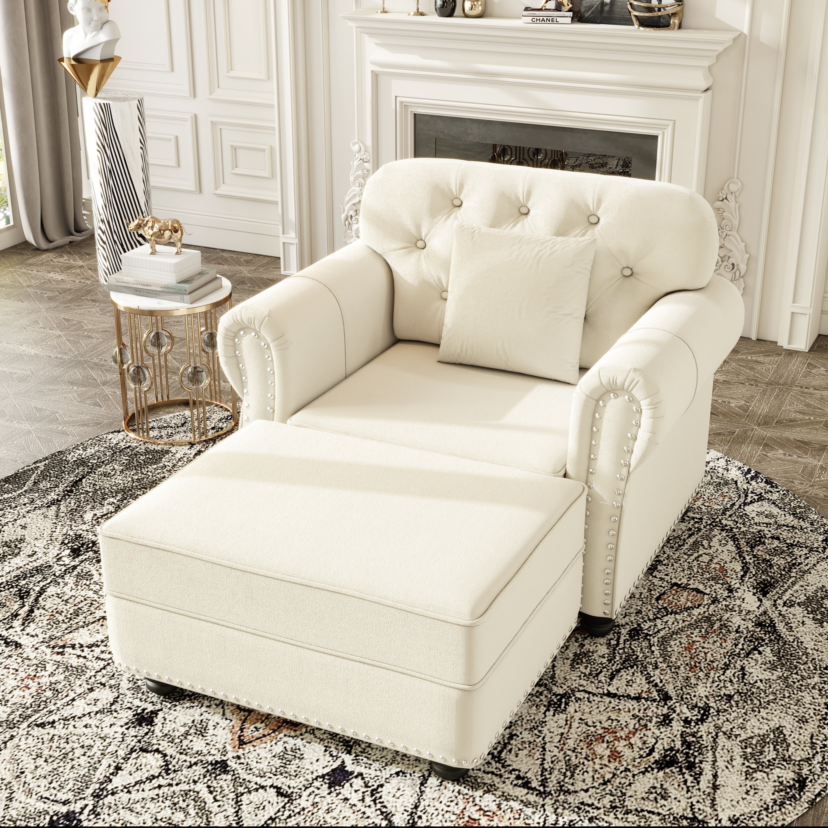 41.3" Upholstered Velvet Sofa with Nailhead Trim