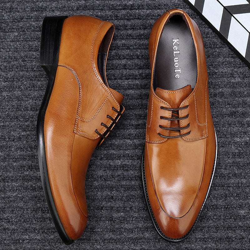 Mens Pointed-toe Leather Dress Shoes For Business Attire