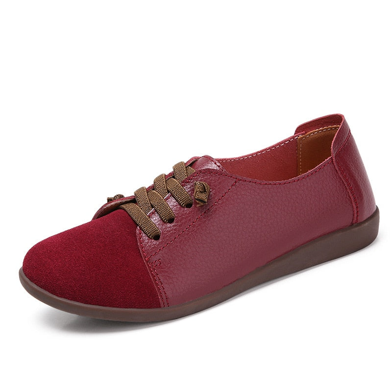 PEIPAH Genuine Leather Shoes Woman Spring Ladies Shoes Slip On Ballet Flats Sneakers Women Oxford Shoes Plus Size Moccains