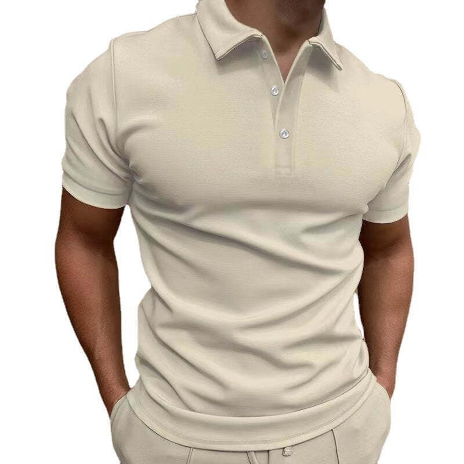 Men's polo shirt short sleeved button up T-shirt top