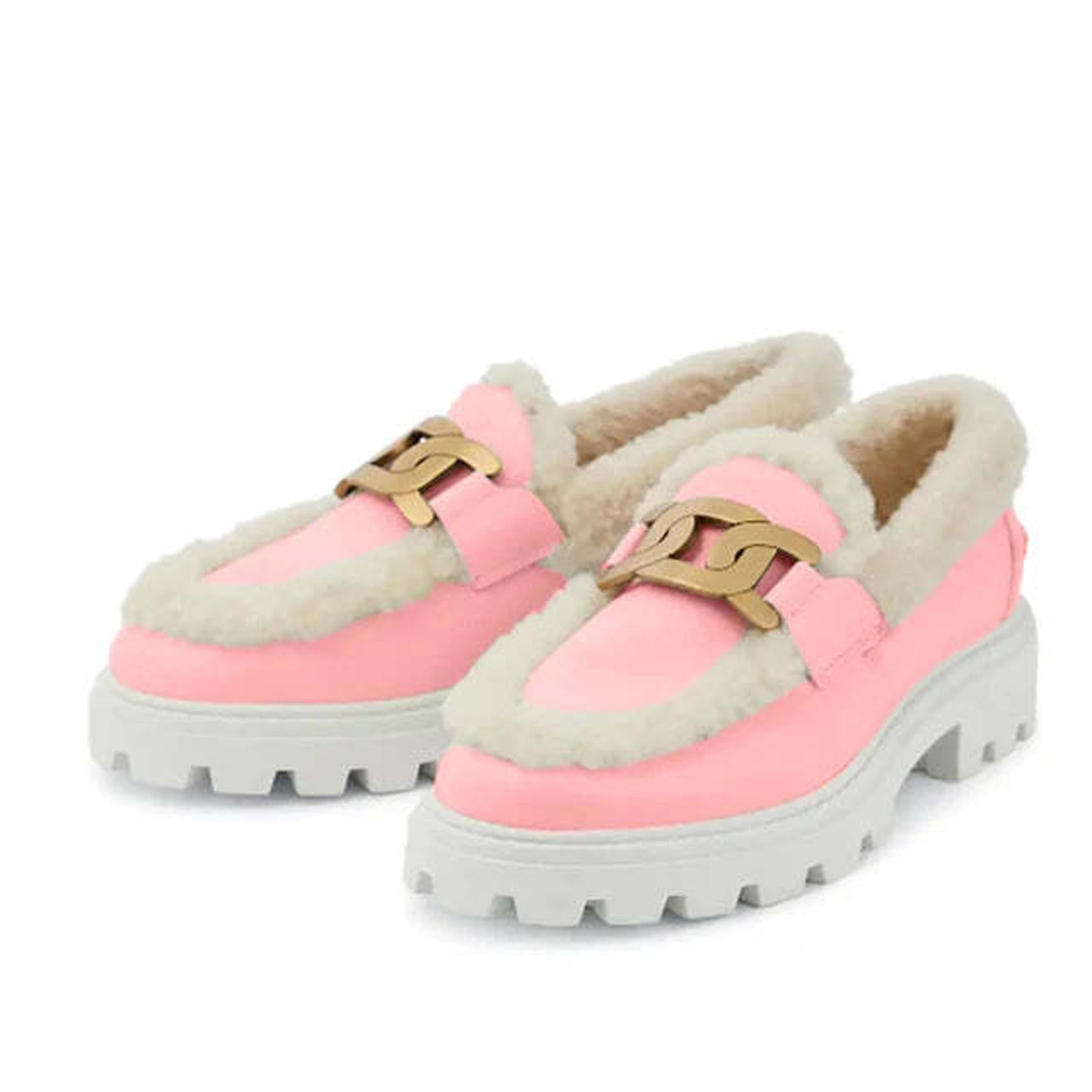 Ods Luxury Brand Sss-Grade White Mary Jane Brown Moccasin Genuine Leather Loafers With Fur For Women's Shoes Winter Warm