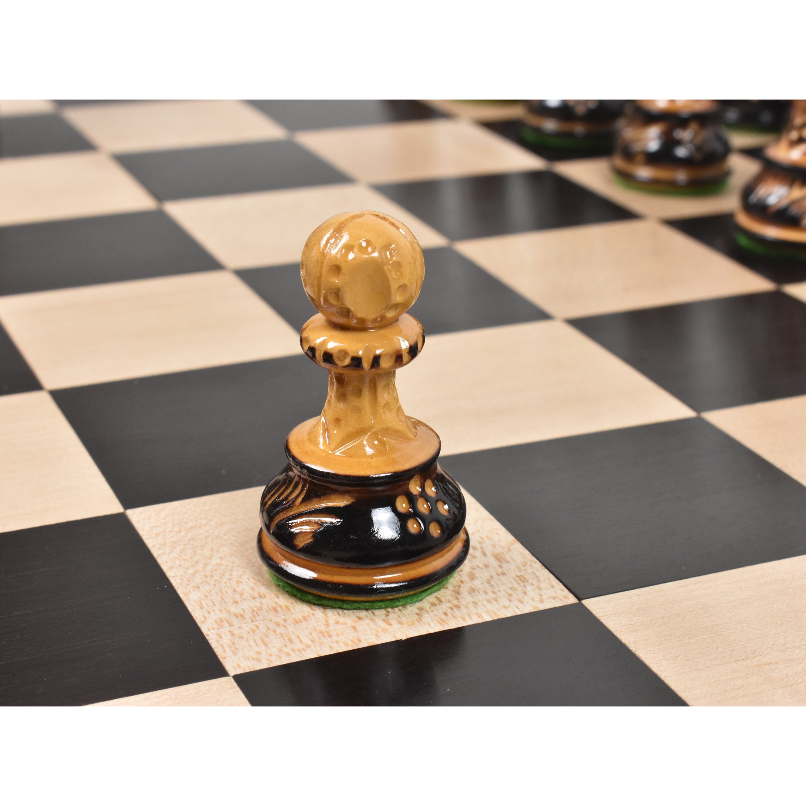 3.75" Artisan Carving Burnt Zagreb Chess Set- Chess Pieces Only - Weighted Boxwood