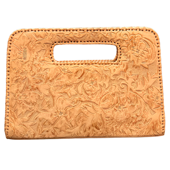 The Claire| Hand-Tooled Leather Statement Clutch