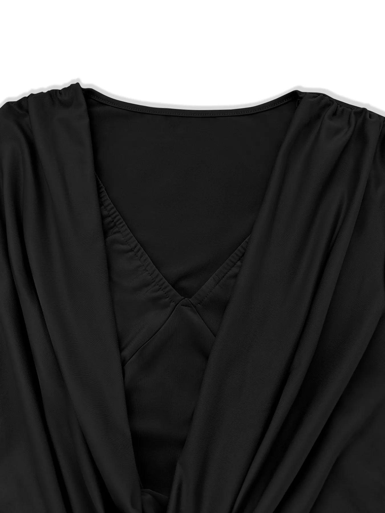 Draped V-Neck Long Sleeve Bodycon Mini Dress