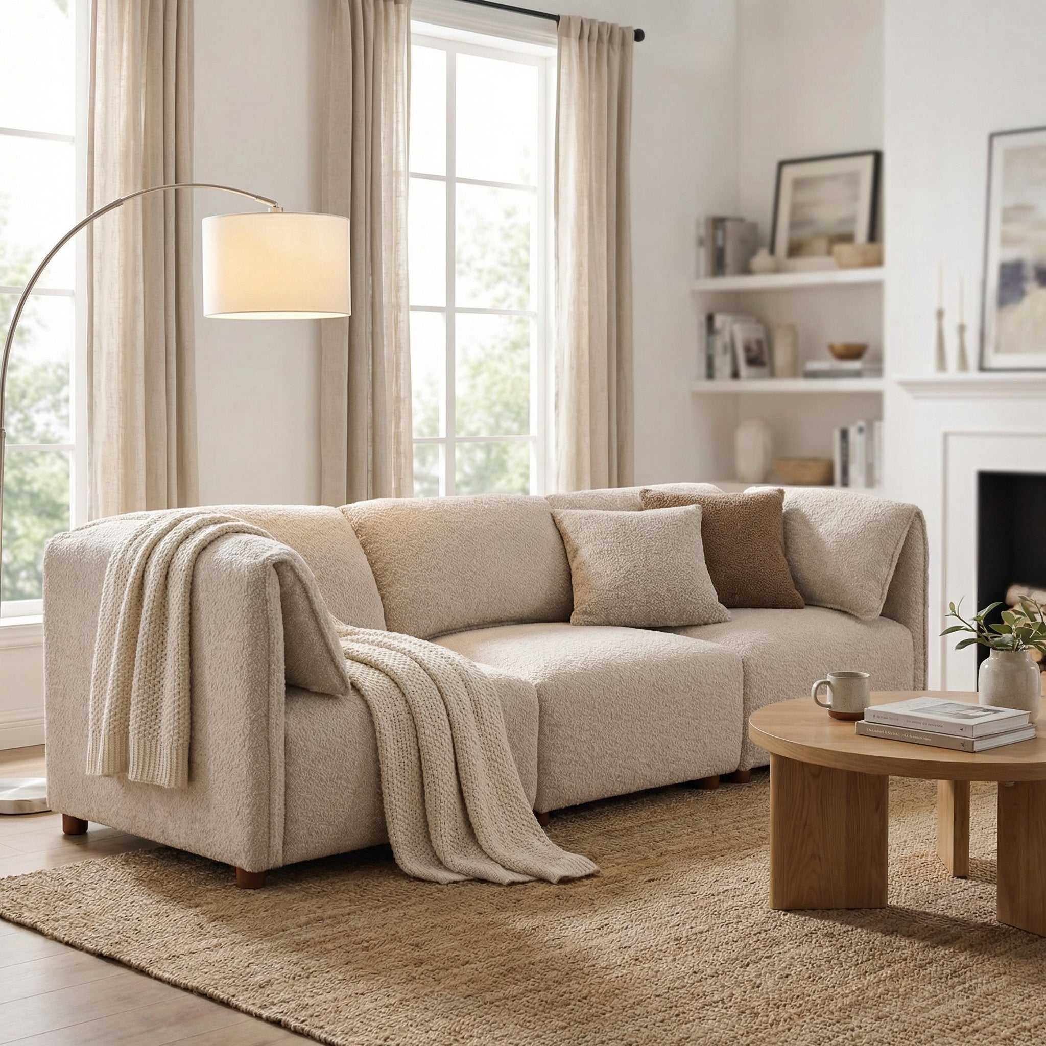 Aura 96 in. 3-Piece Boucle Modular Free Combination Sectional Sofa
