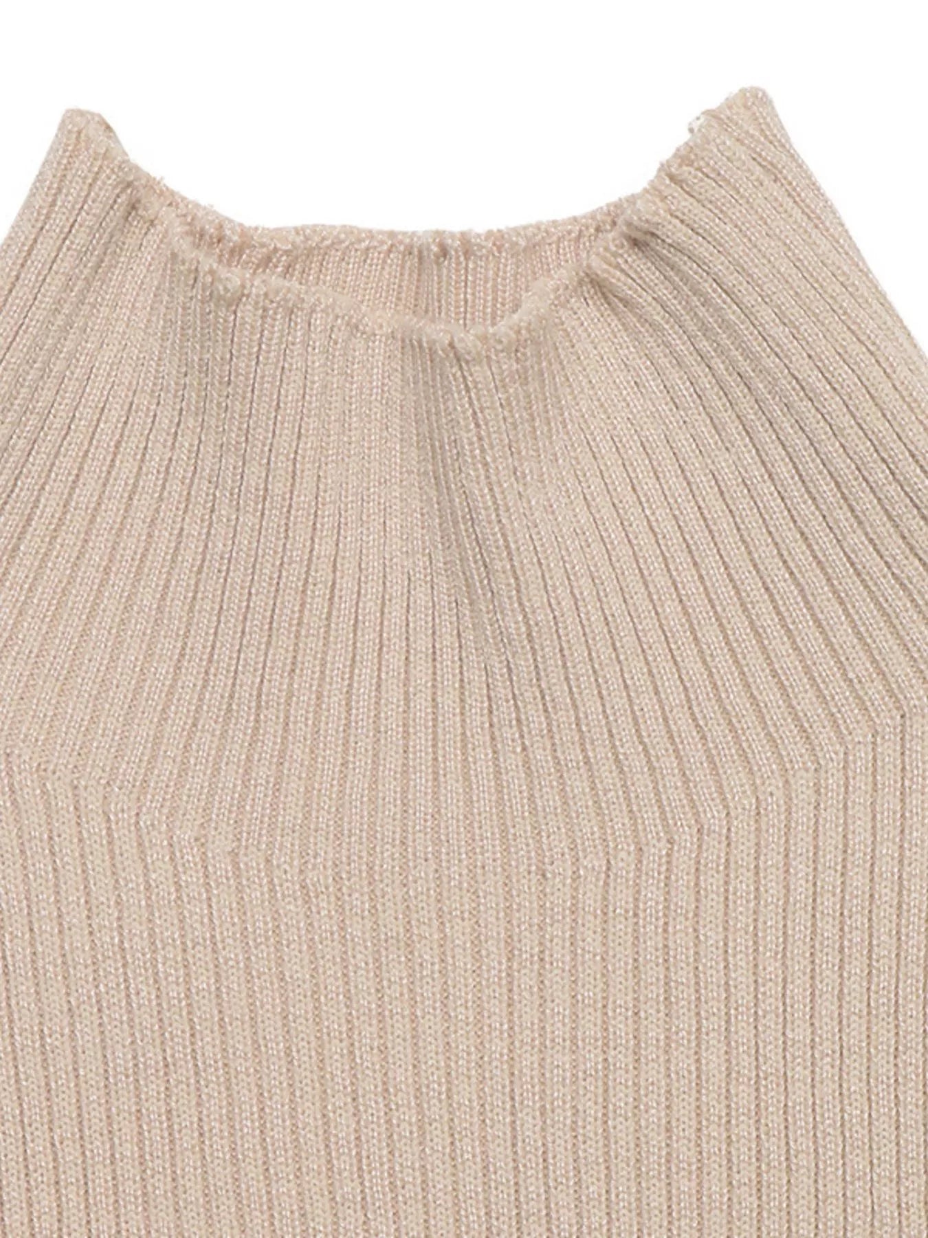 Ribbed Mock Neck Flare Sleeve Sweater Dress