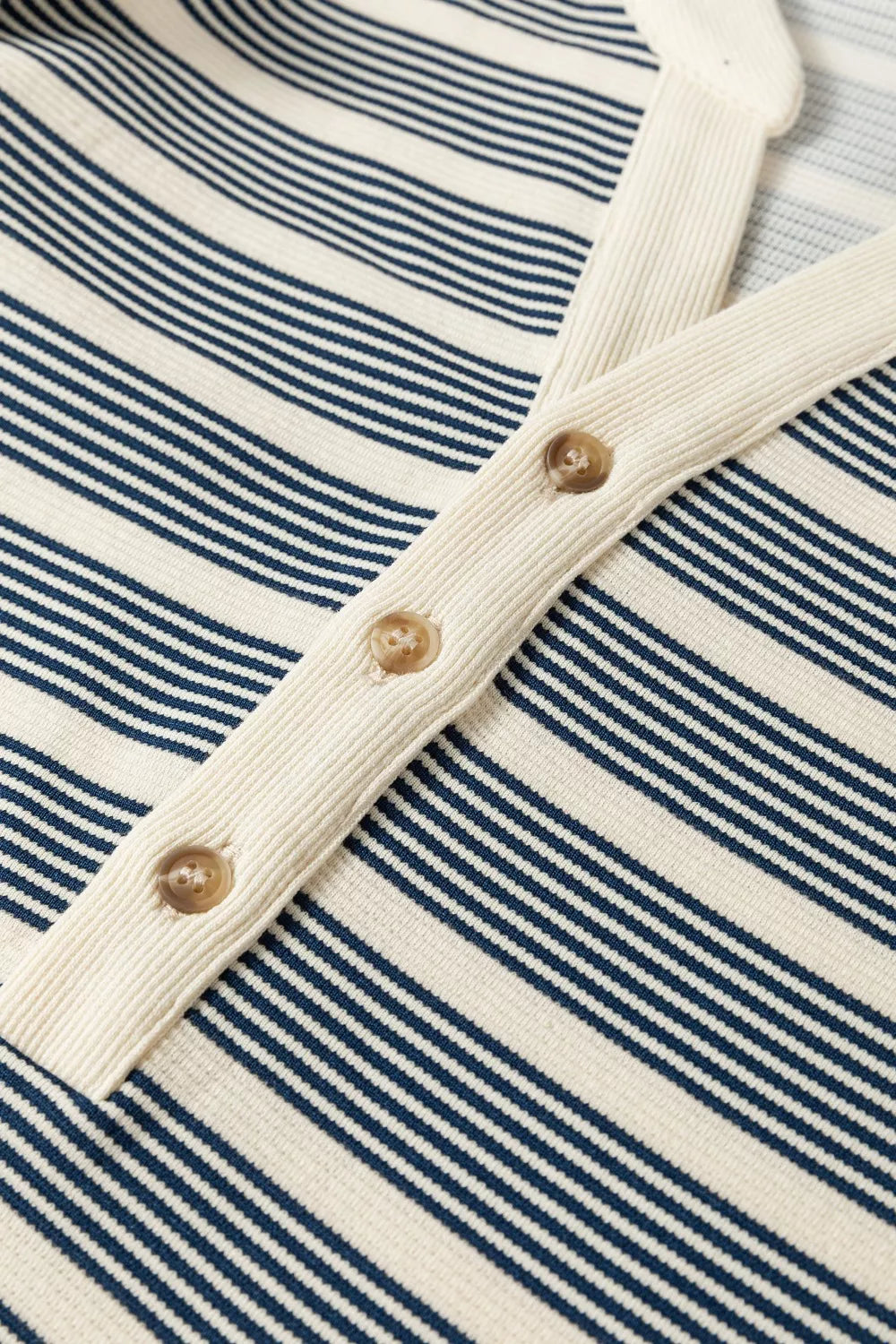 Stripe Ruffled Short Sleeve Contrast Trim Button Notched Neck Midi Dress