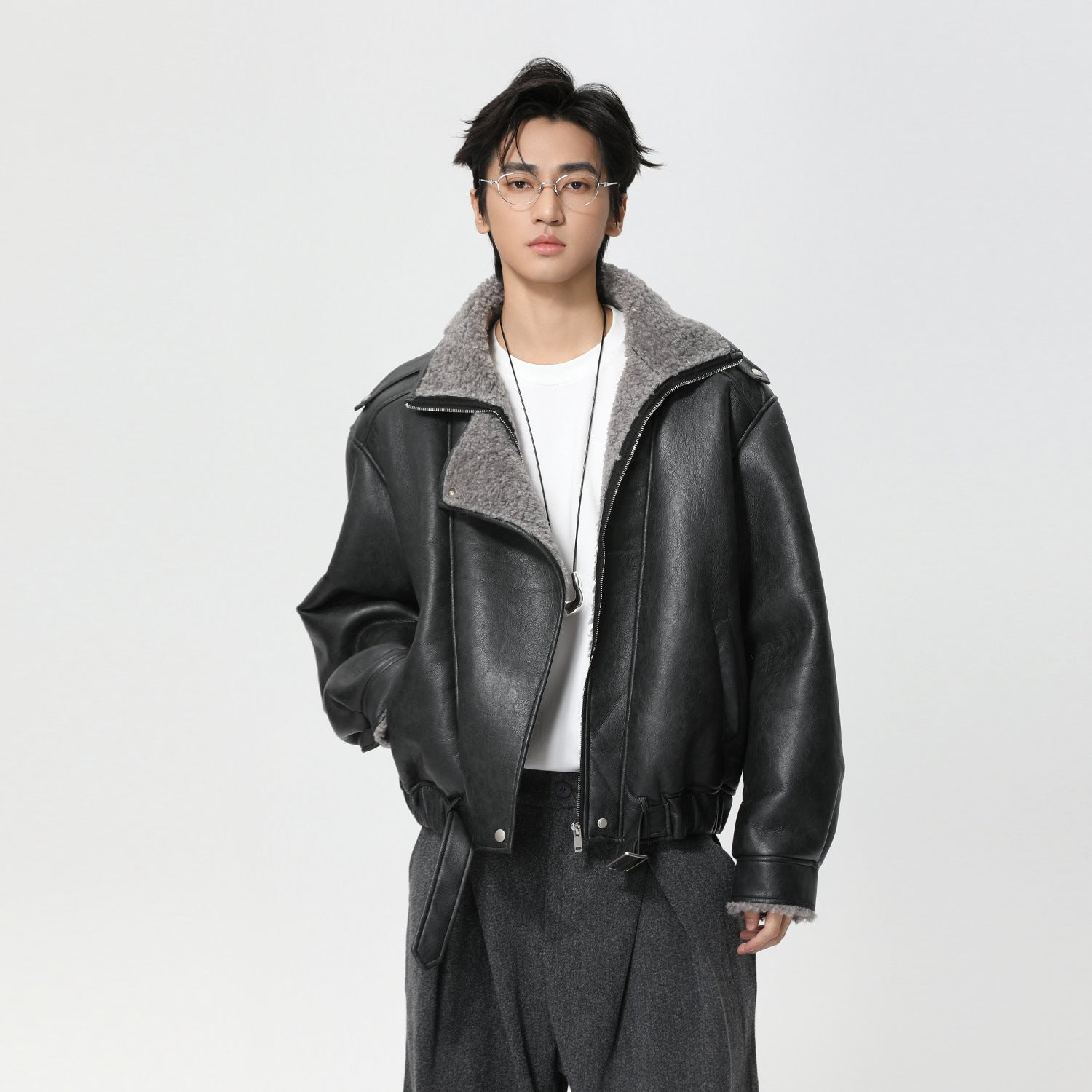 Turn-down Collar Fur-lined Thickened Warm Jacket Coat