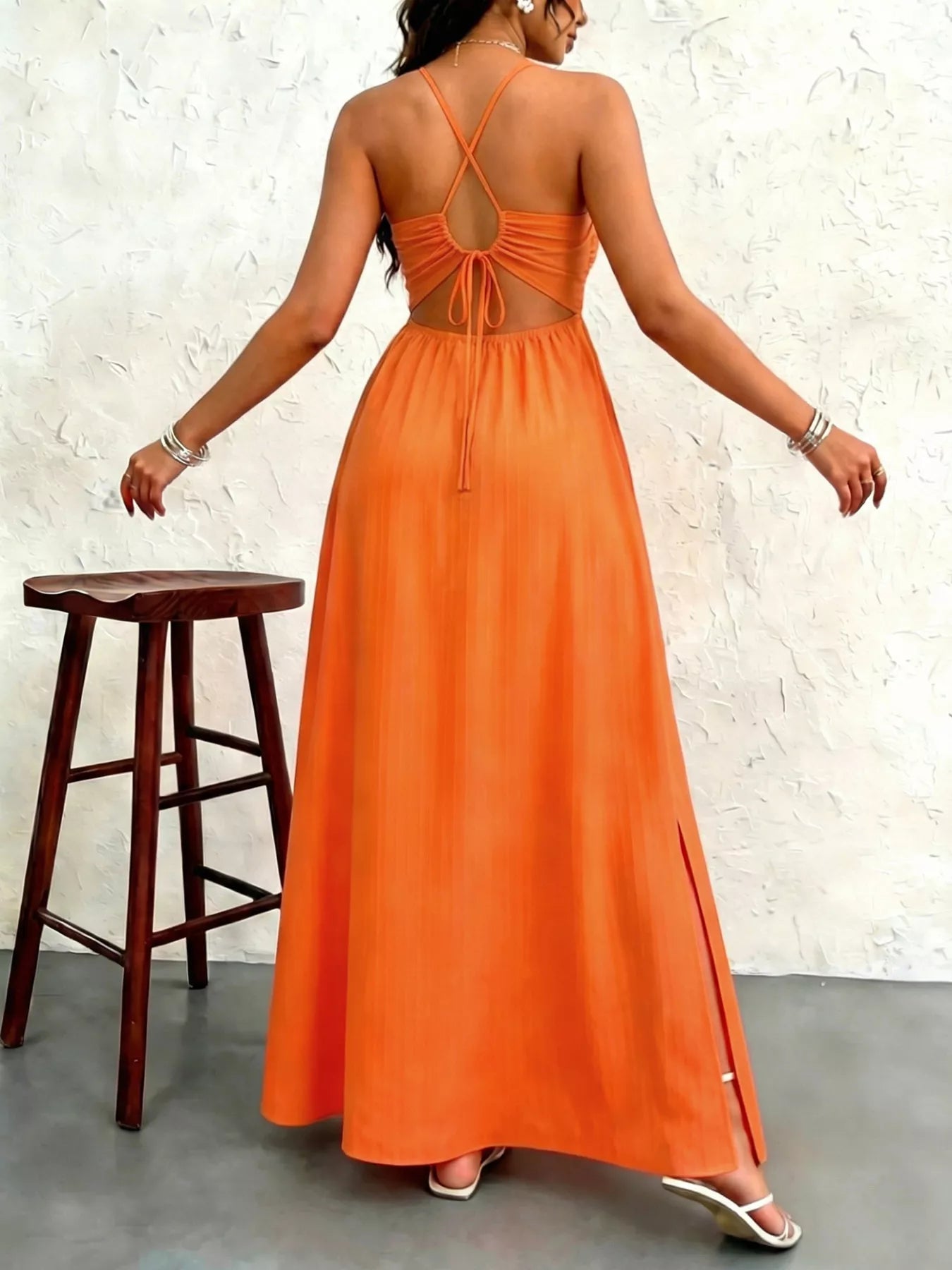Cutout Front Slit Maxi Dress