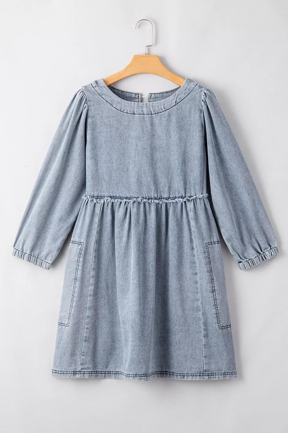 Vintage Wash Denim Dress with Pockets