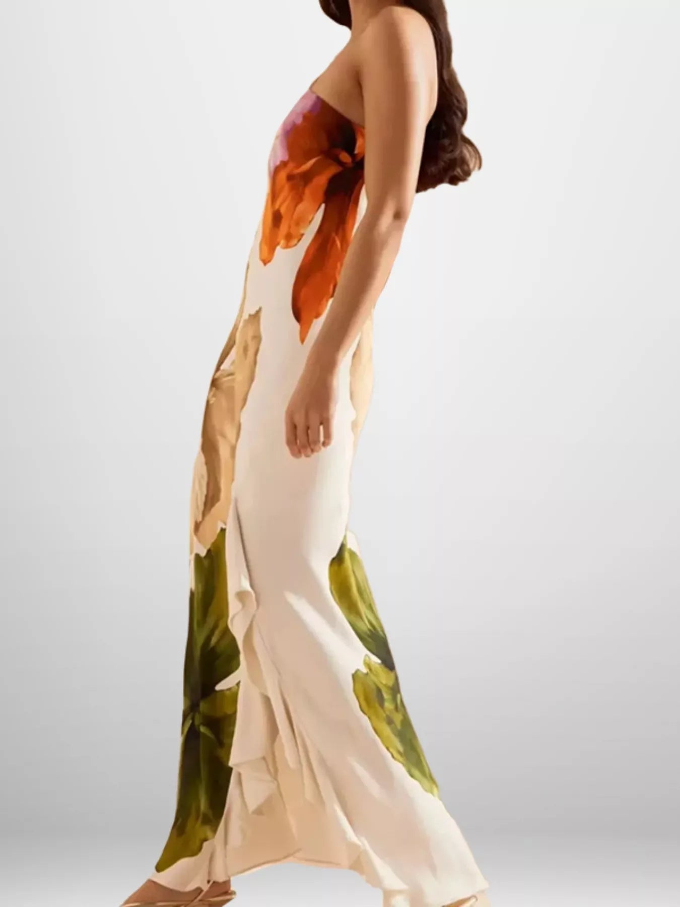 Full Size Floral Print One-Shoulder Maxi Dress Plus Size