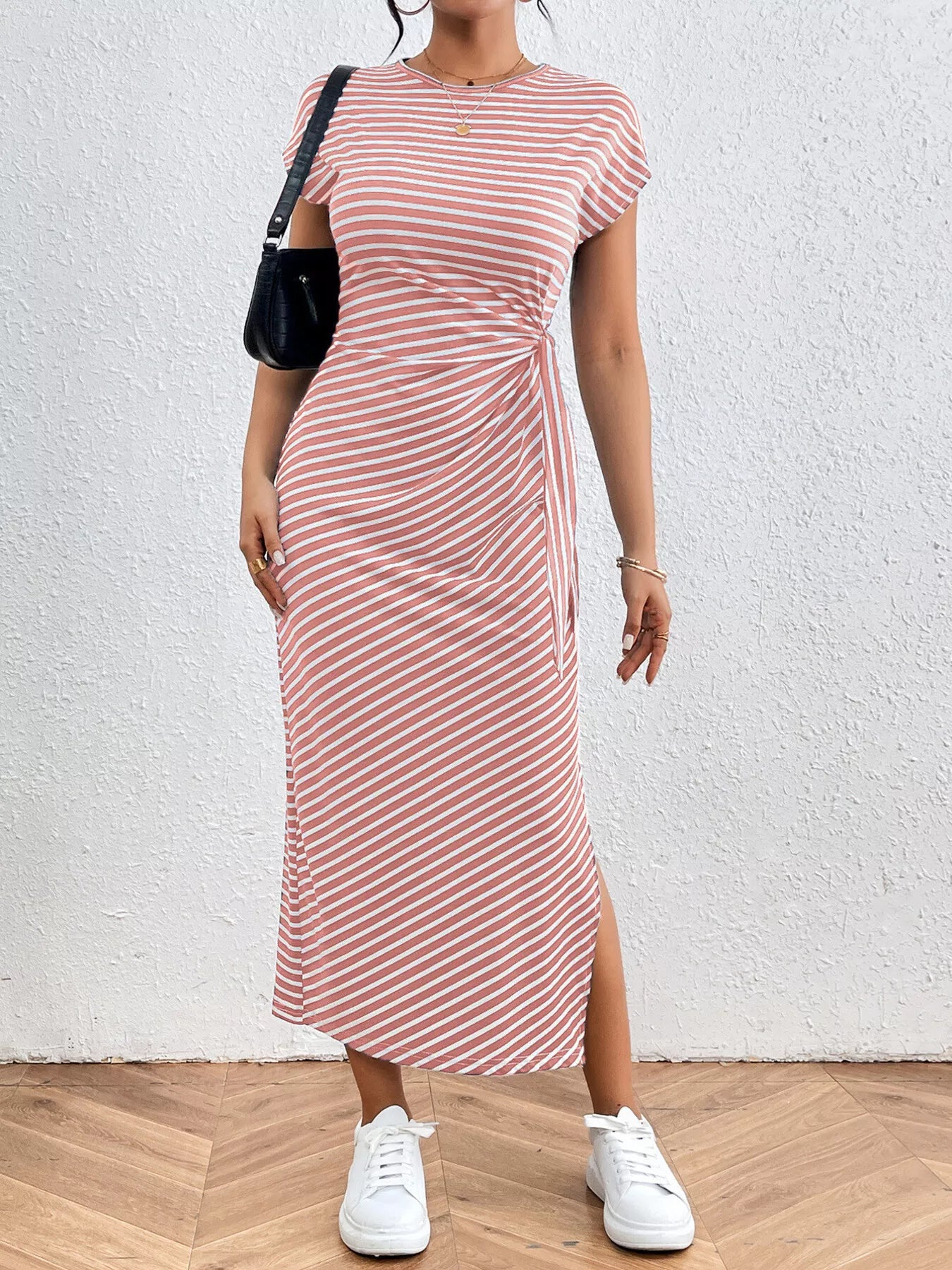 Striped Tie-Waist Midi Dress