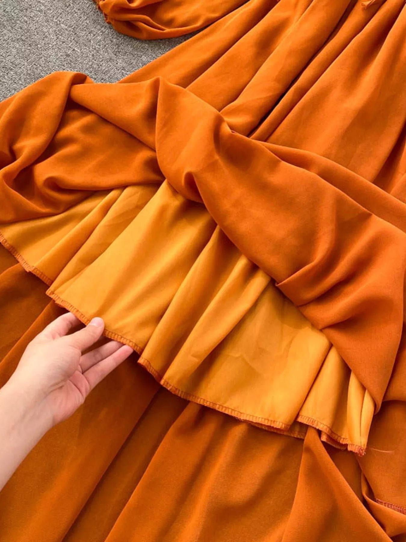 Ruffle Square Neck Balloon Sleeve A-Line Dress