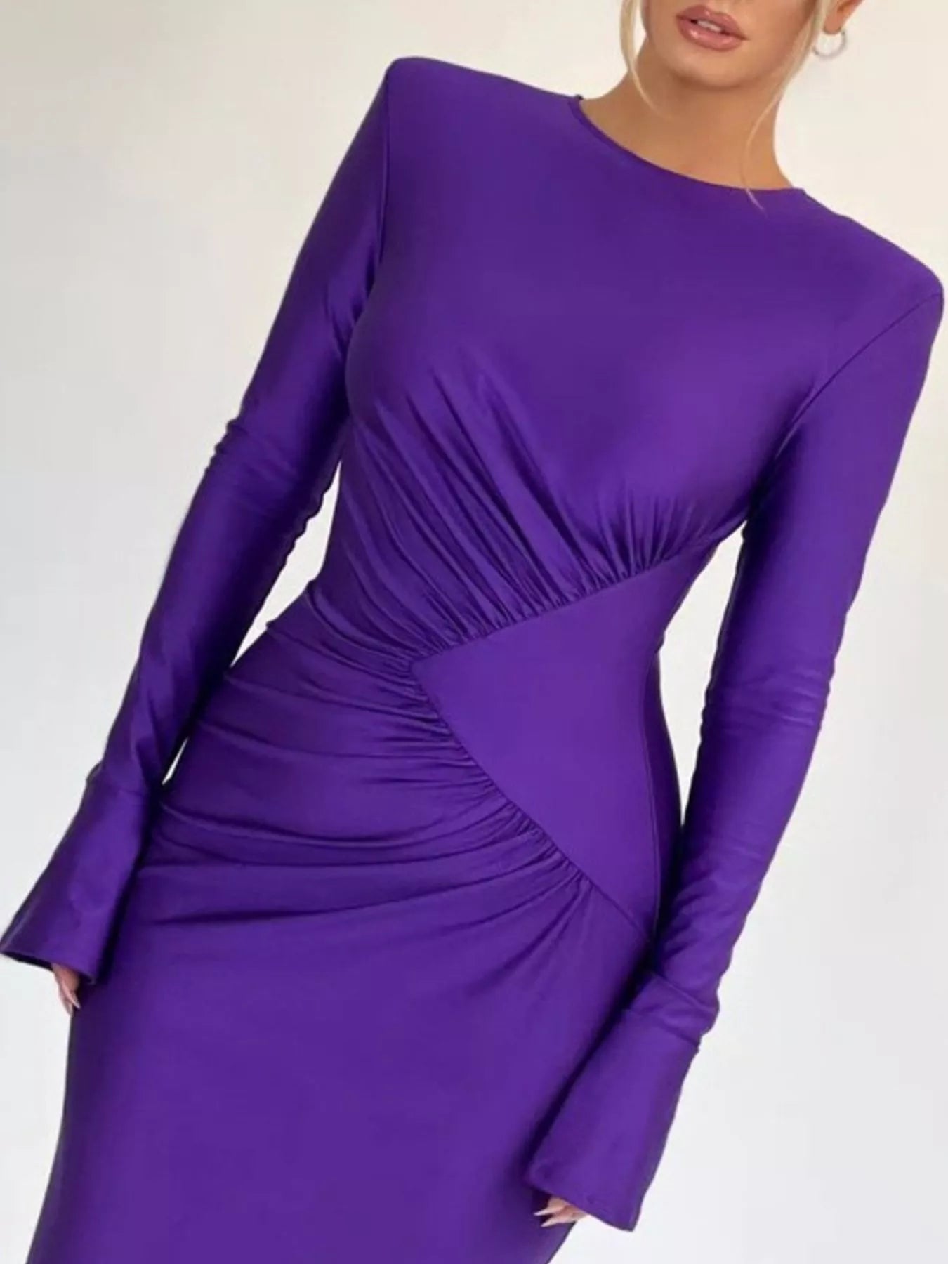Ruched Long Sleeve Bodycon Maxi Dress
