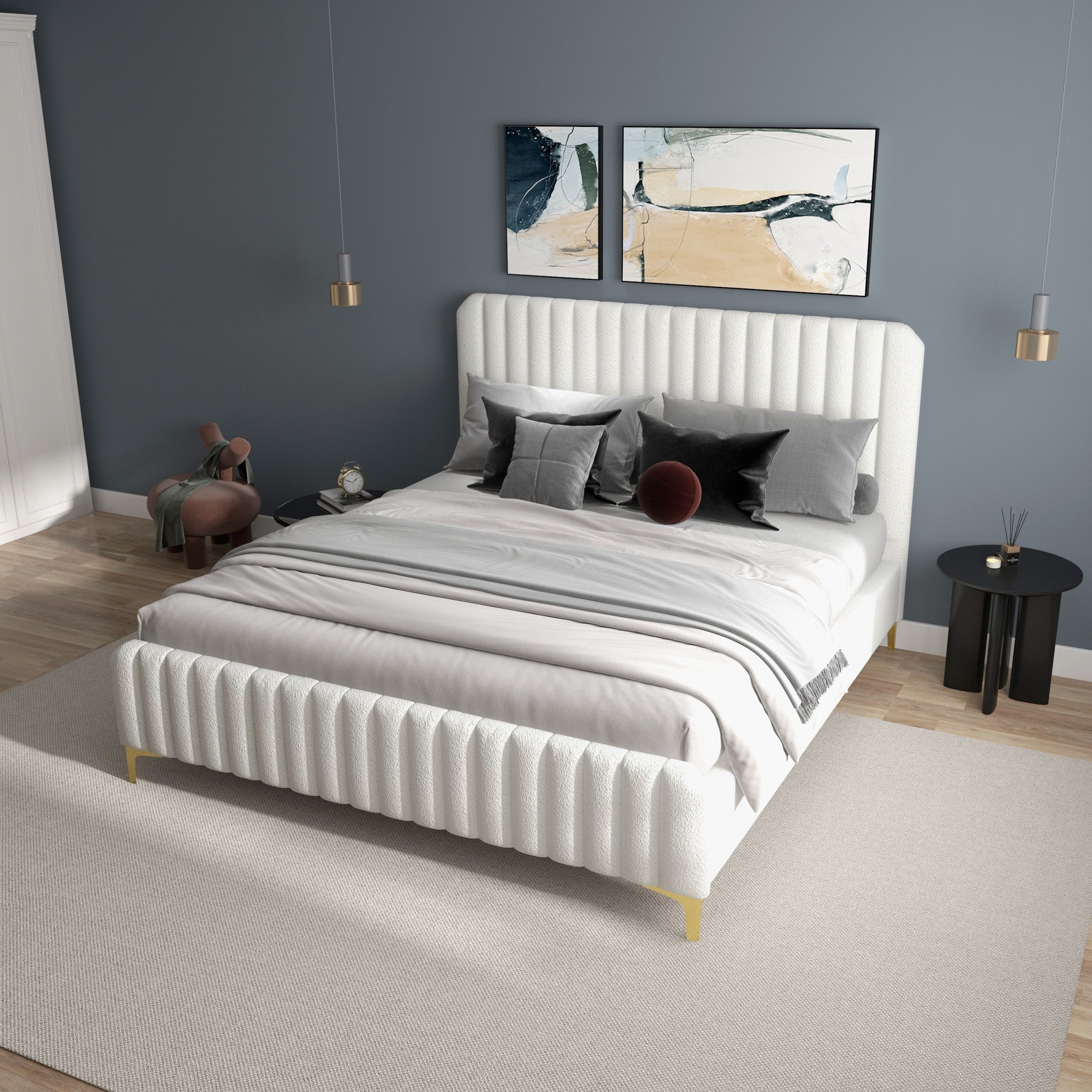 Valery King Size Upholstered Platform Bed