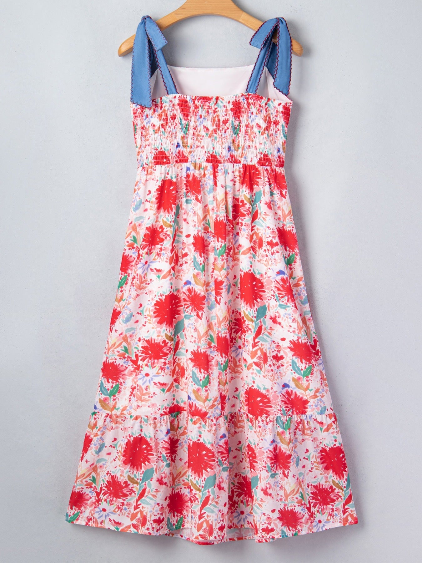Floral Print Tie-Shoulder Midi Dress