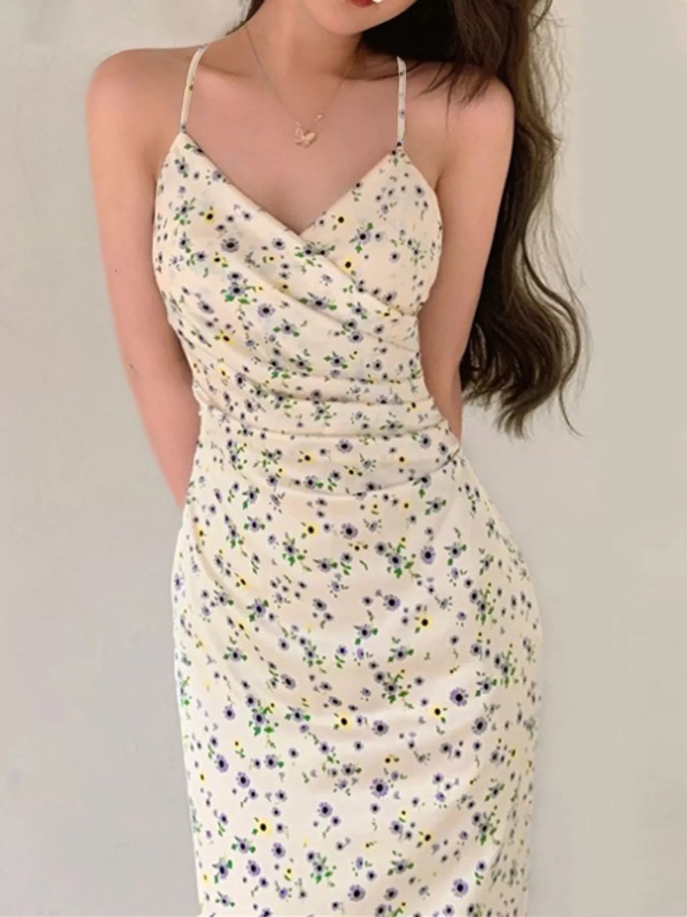 Floral Print Spaghetti Strap Midi Dress