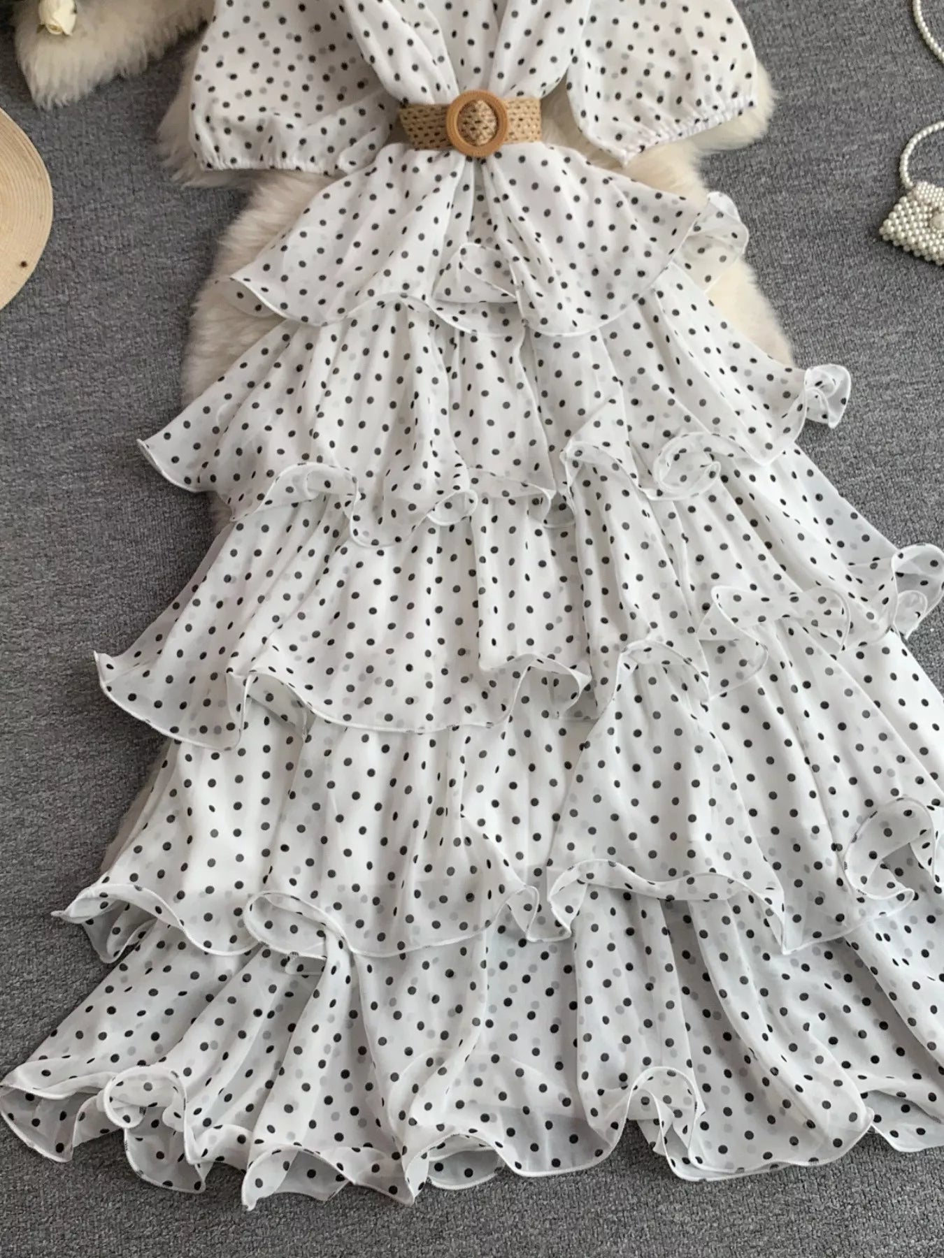 Polka Dot Ruffled Tiered Dress