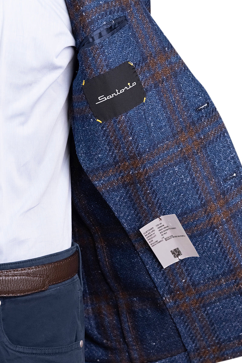 Sartorio Double Windowpane Virgin Wool-Silk-Linen Sport Jacket